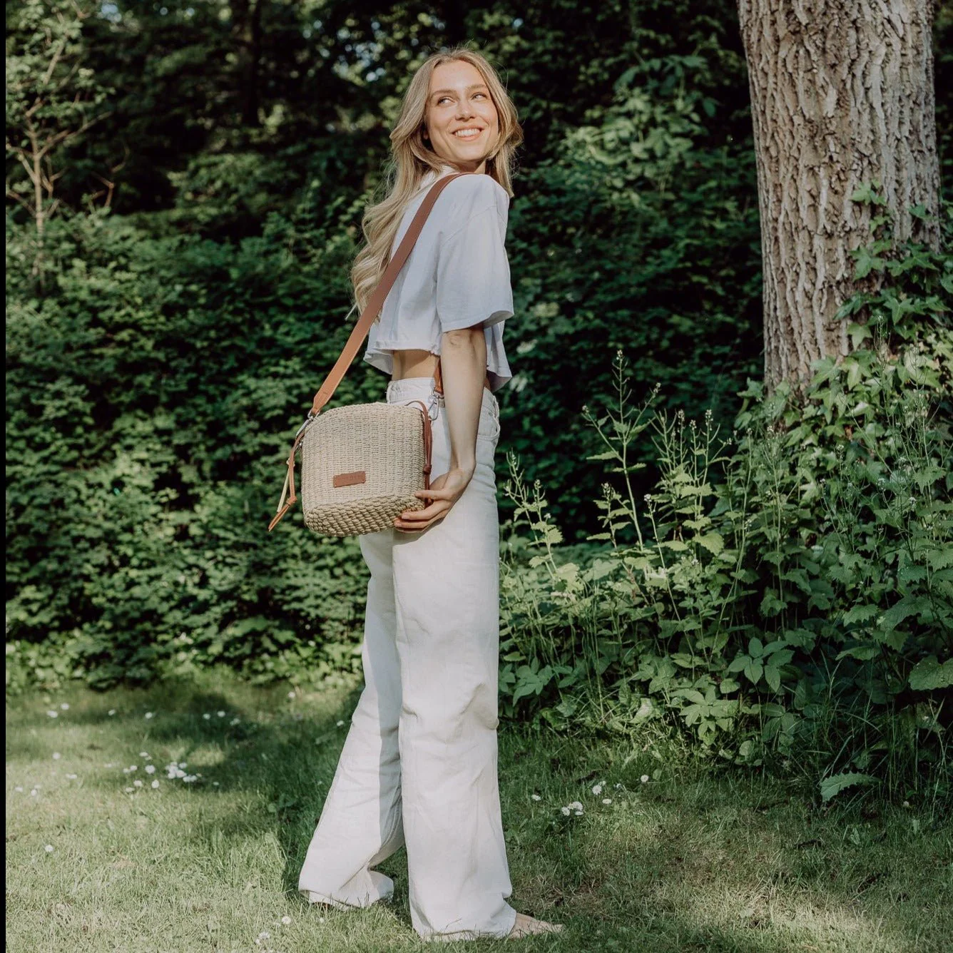 bucket bag straw + strap basic - tan - Image 21