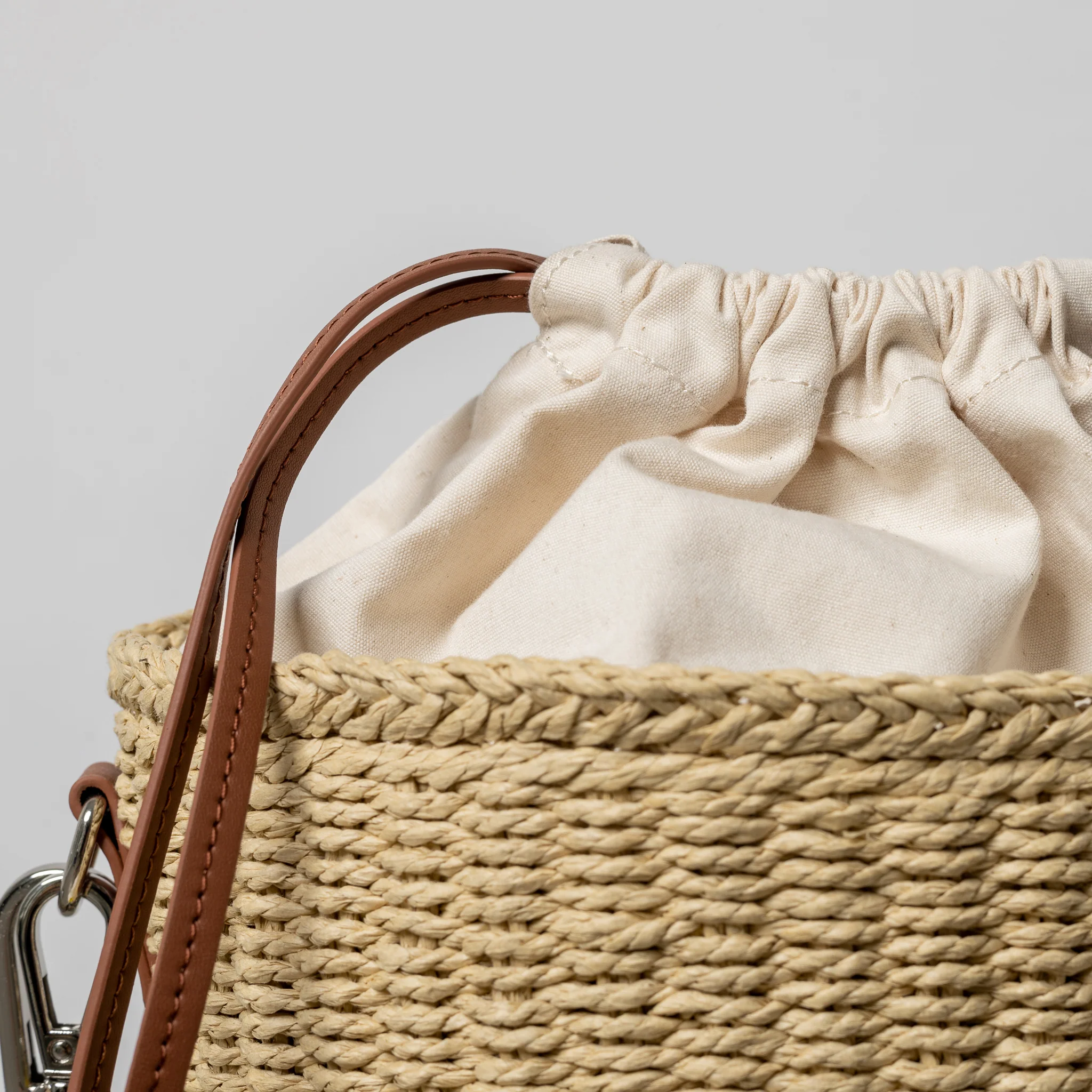 bucket bag straw + strap basic - tan - Image 22