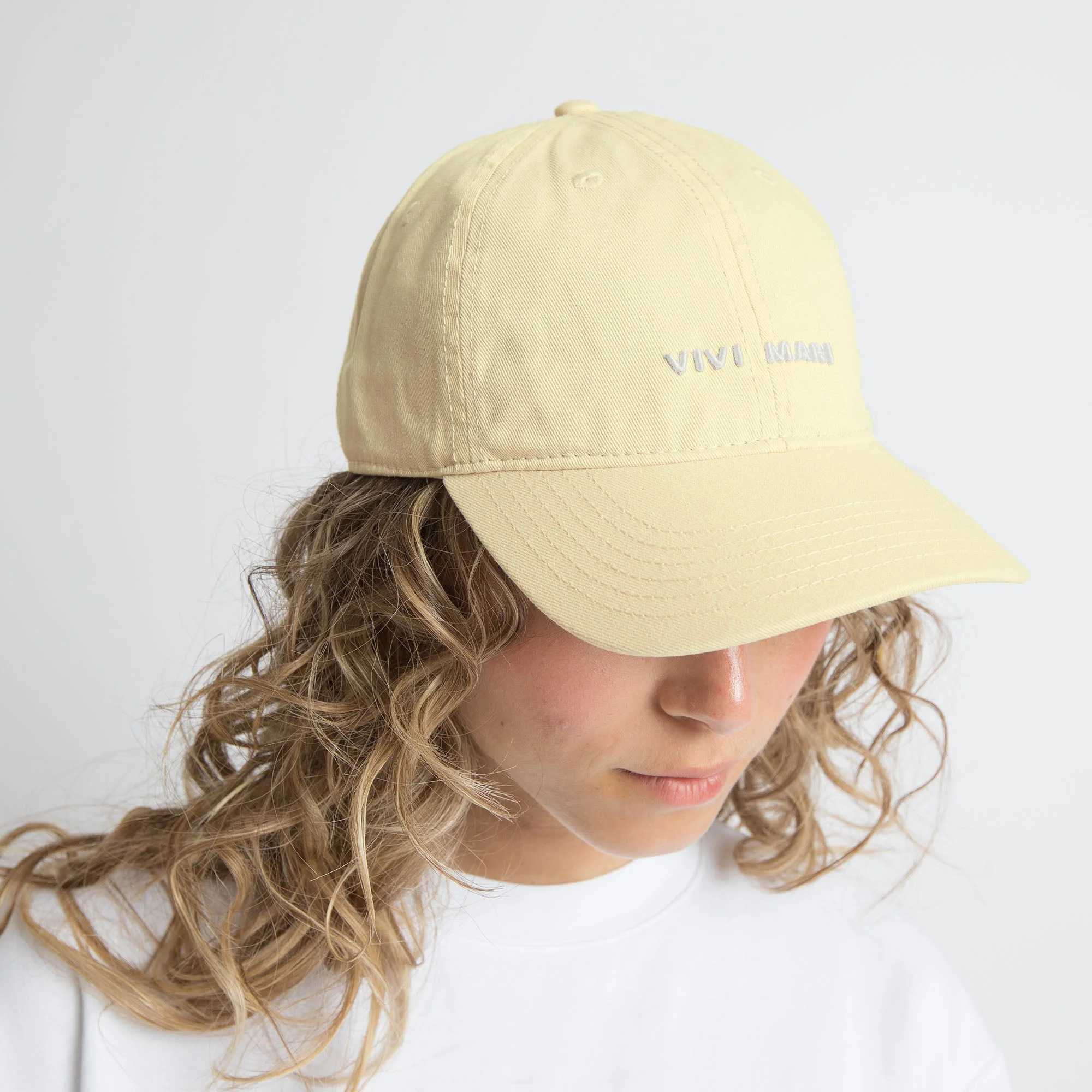 Cap solid butter yellow/white - Image 2