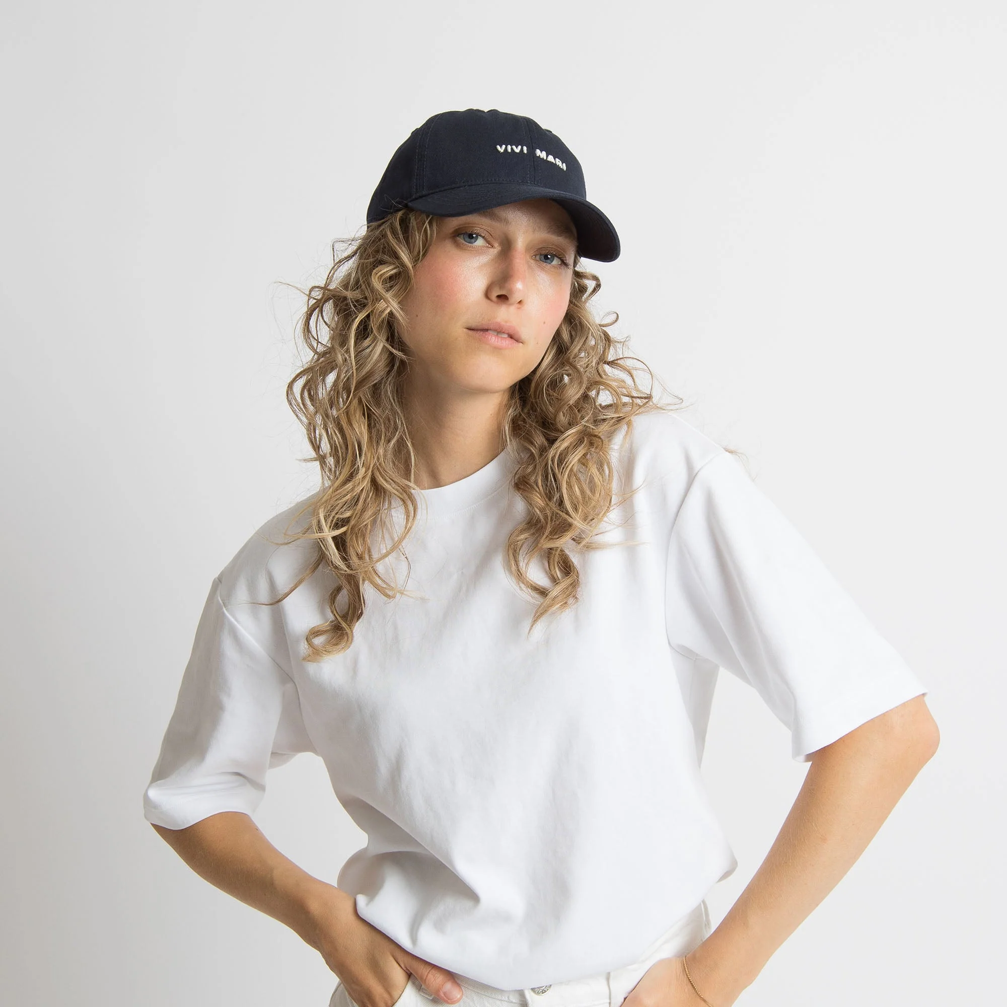 Cap solid navy/white - Image 4