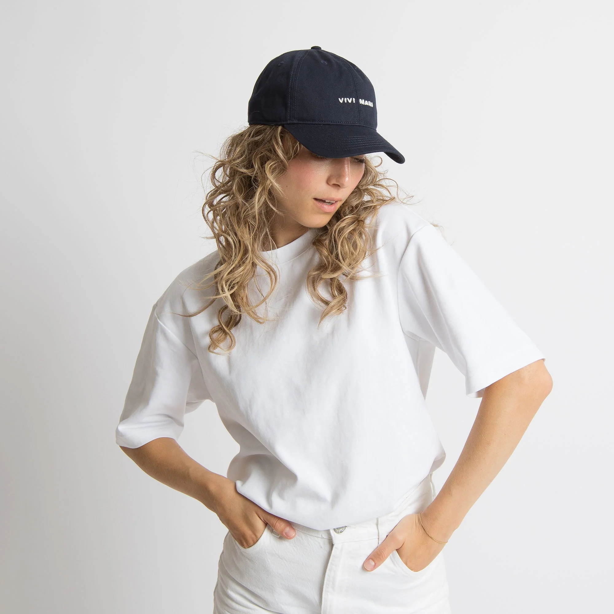 Cap solid navy/white - Image 8