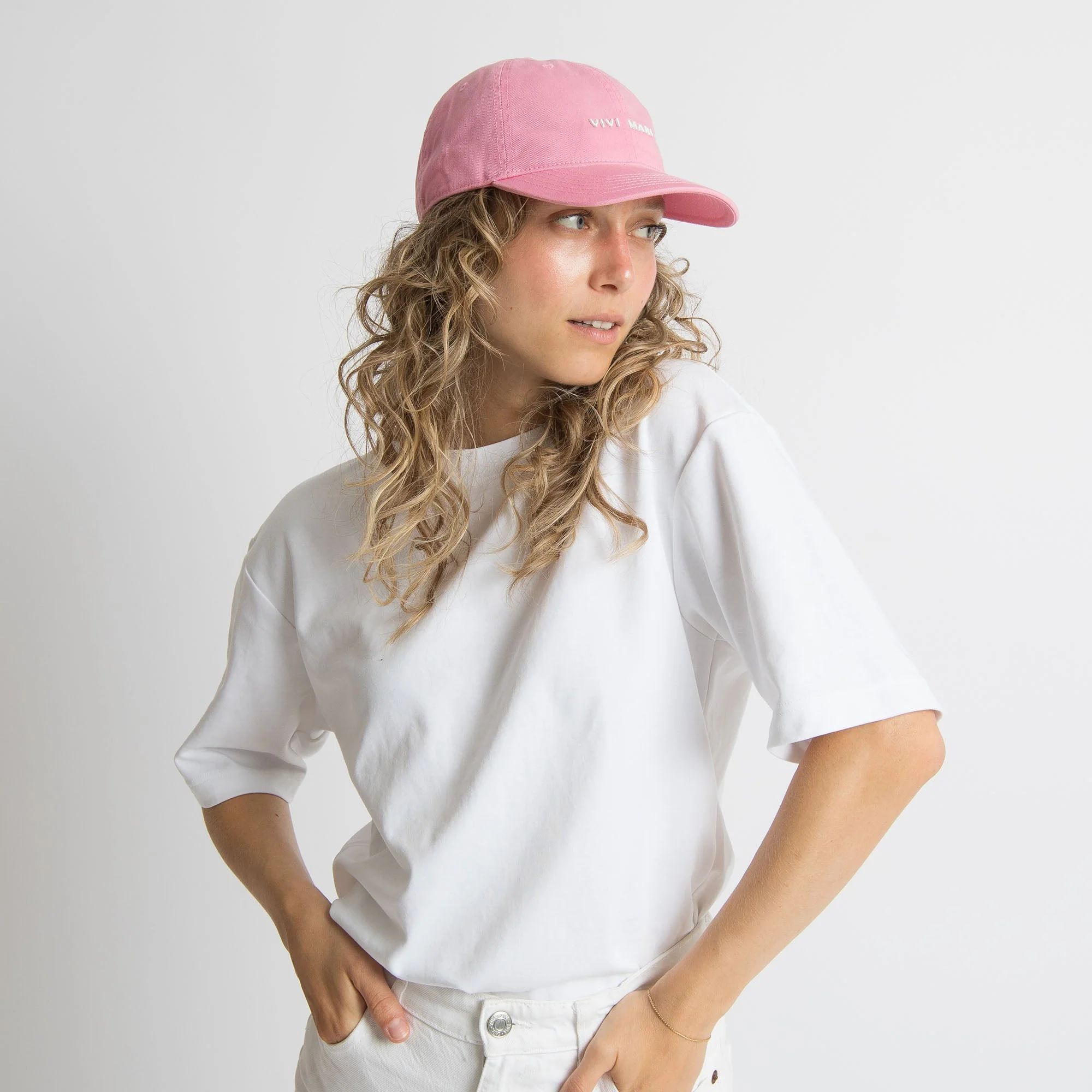 Cap solid soft pink/white - Image 4