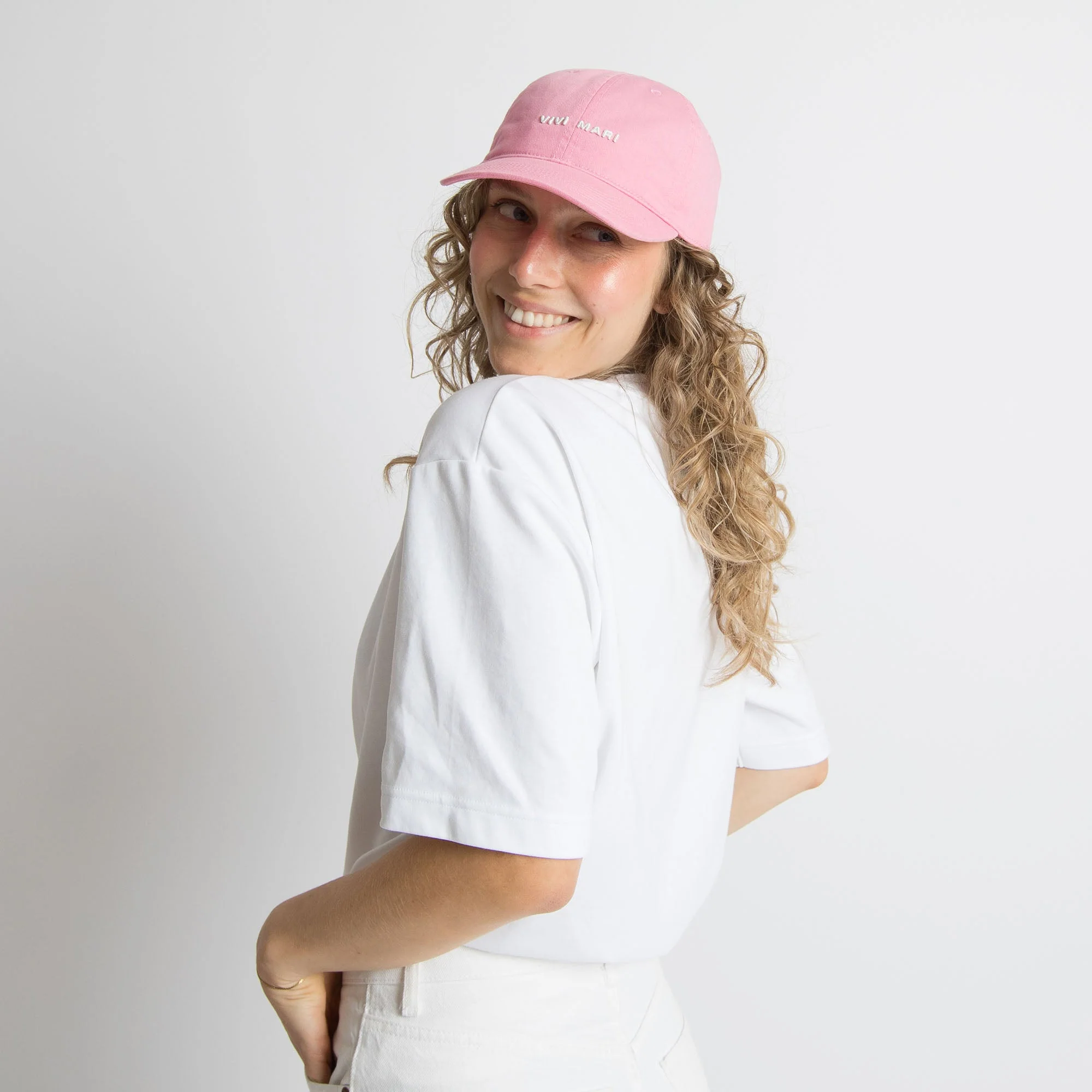 Cap solid soft pink/white - Image 6