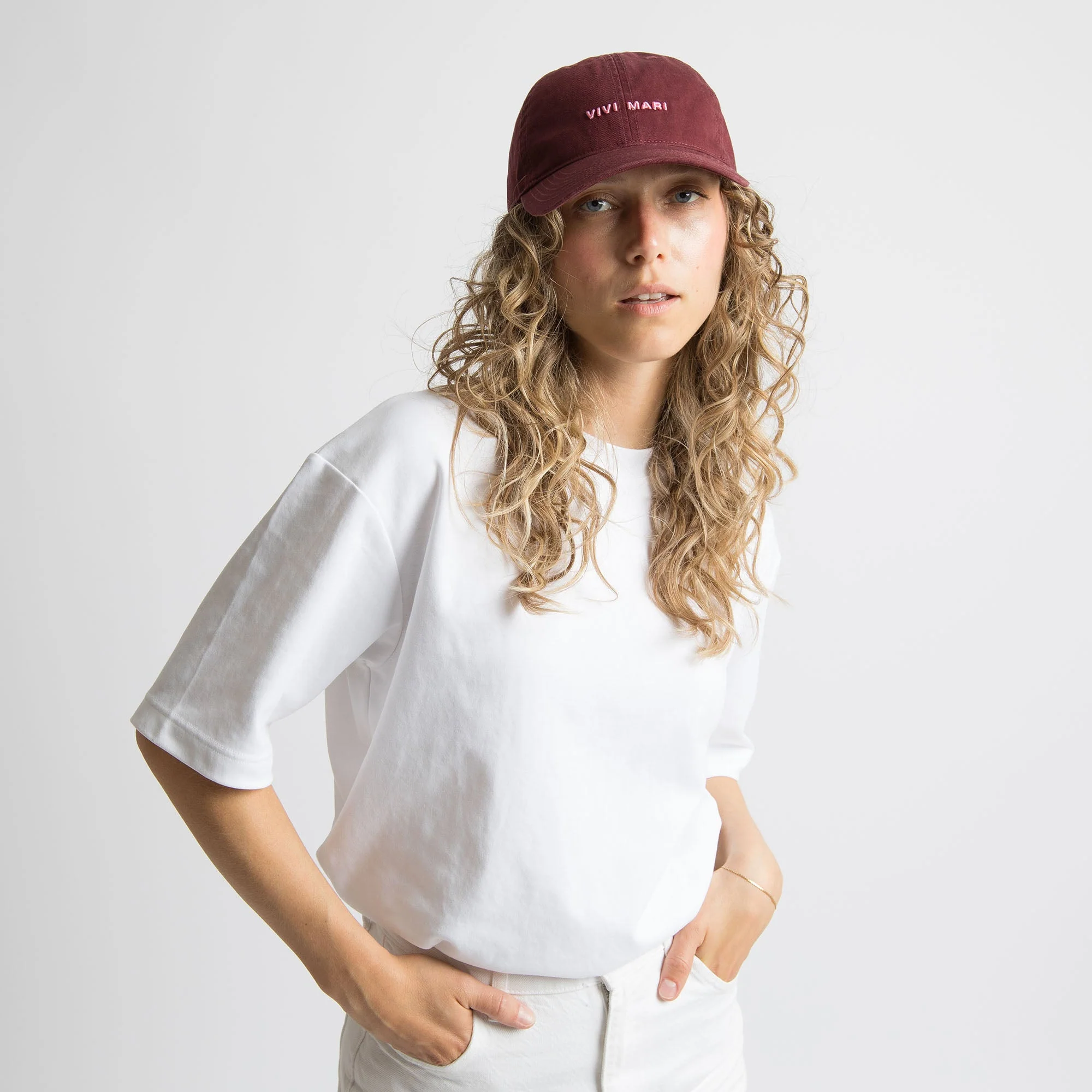 Cap solid wine red/soft pink - Image 10
