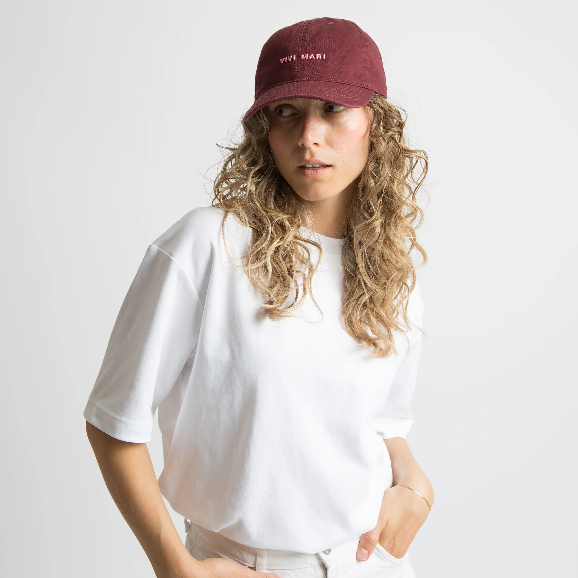 Cap solid wine red/soft pink - Image 4