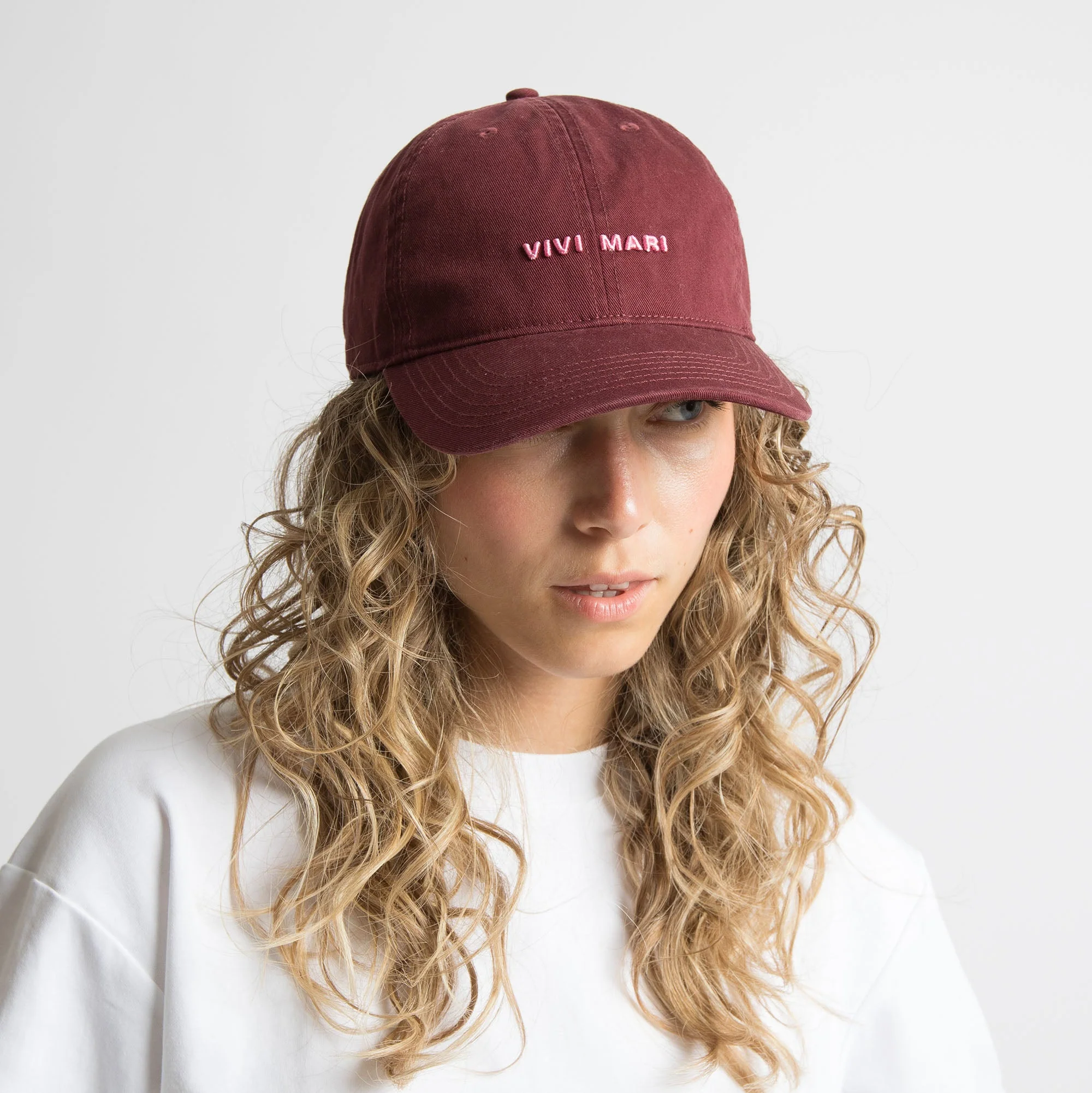 Cap solid wine red/soft pink - Image 5