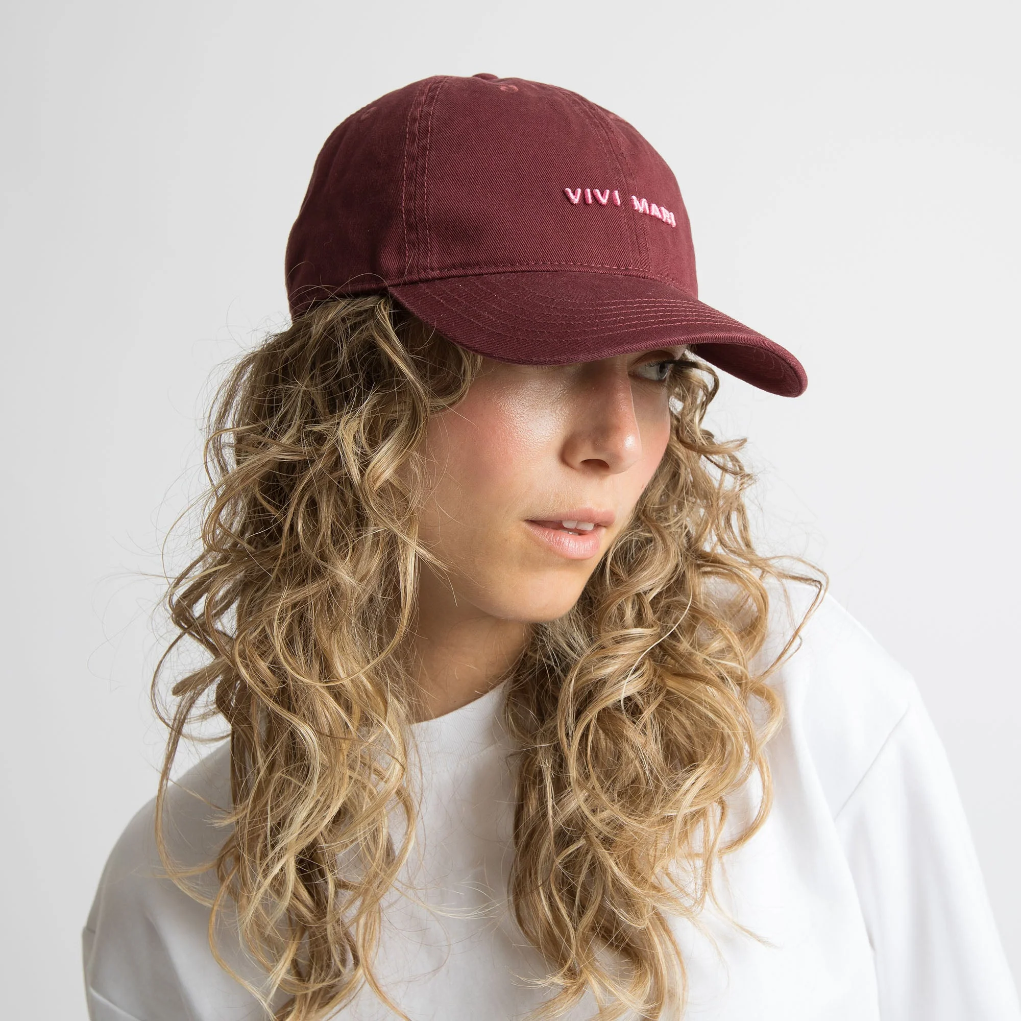 Cap solid wine red/soft pink - Image 6