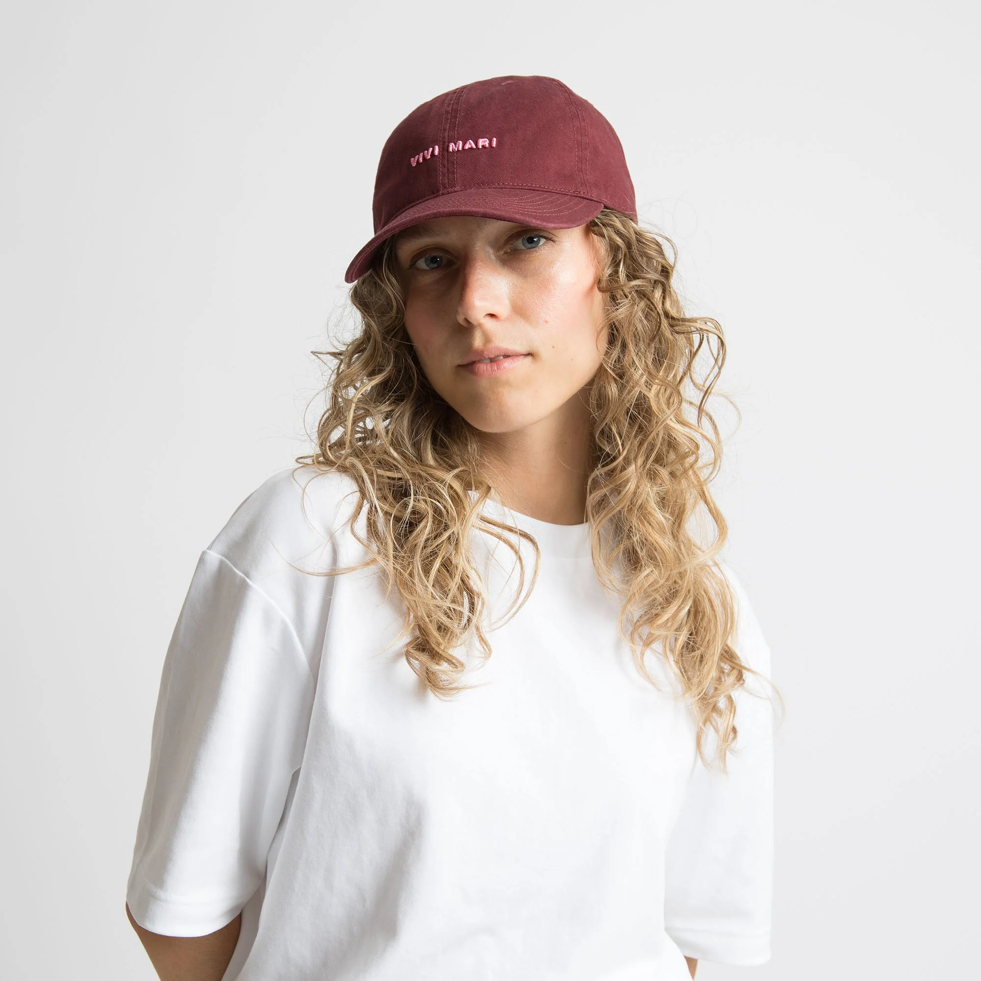 Cap solid wine red/soft pink - Image 7