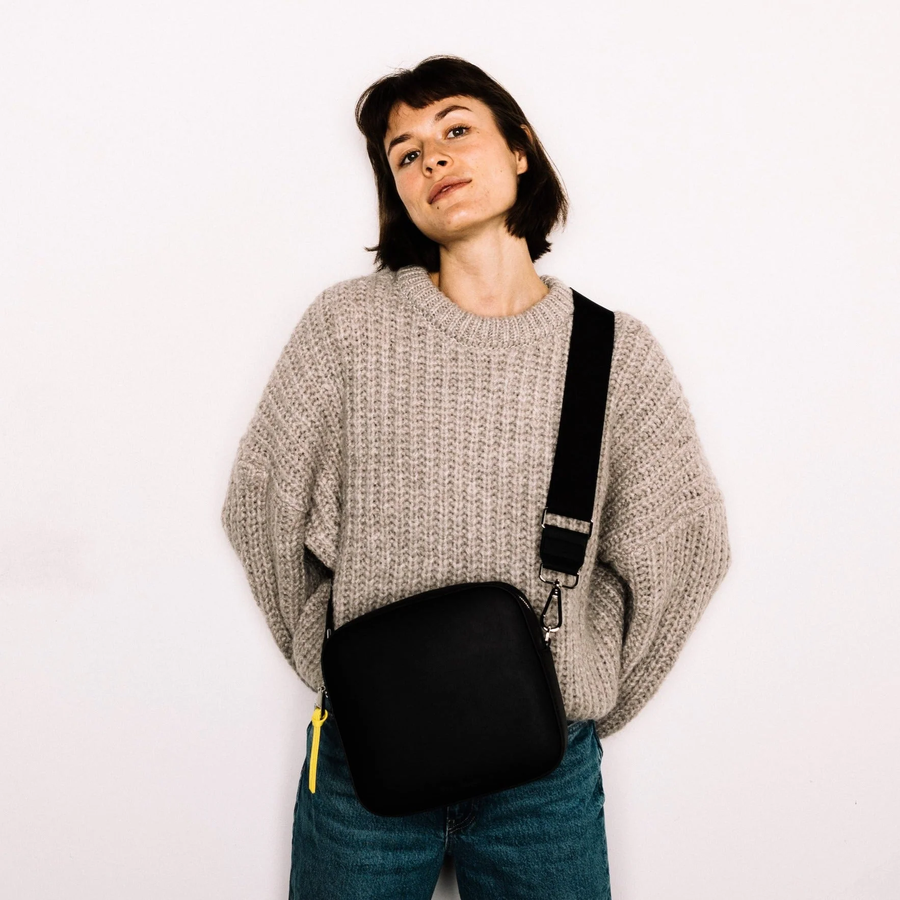 crossbody bag + strap basic woven - black - Image 6