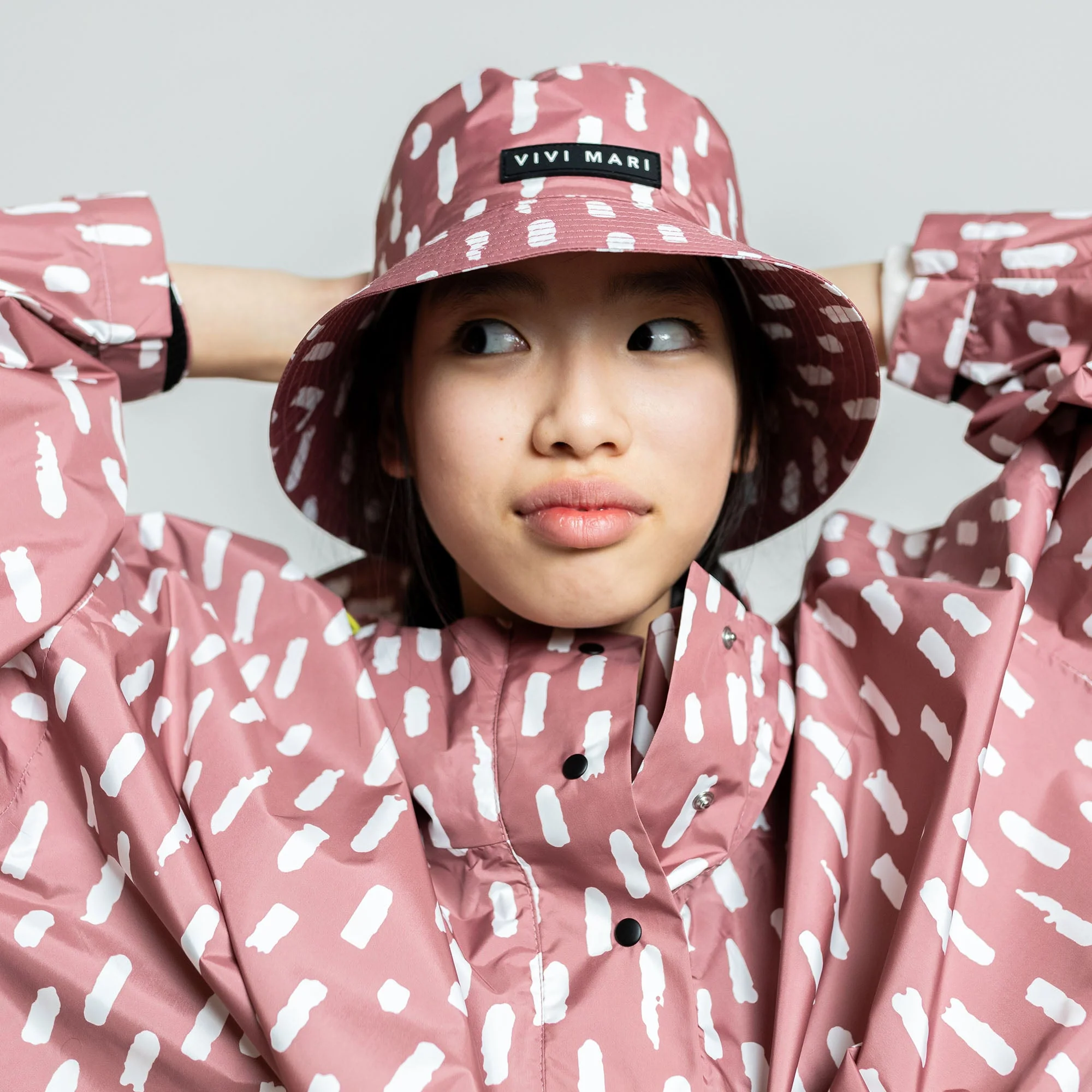 Kids Bucket Hat drops mauve/white - Image 9