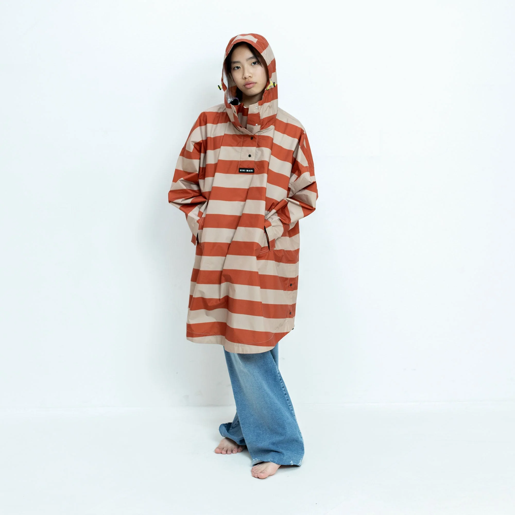 Kids Raincoat bold stripes cinnamon/latte - Image 13