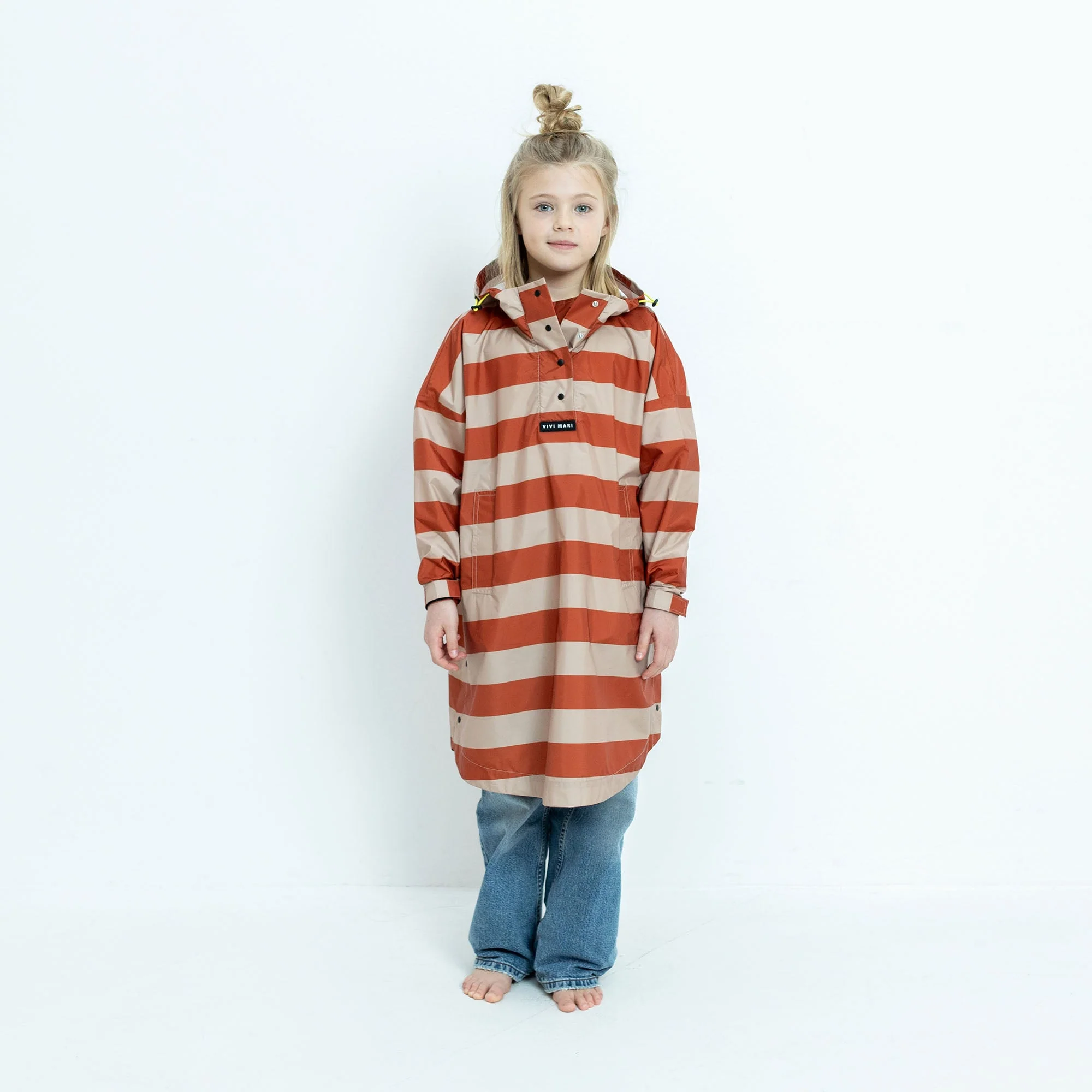 Kids Raincoat bold stripes cinnamon/latte - Image 3
