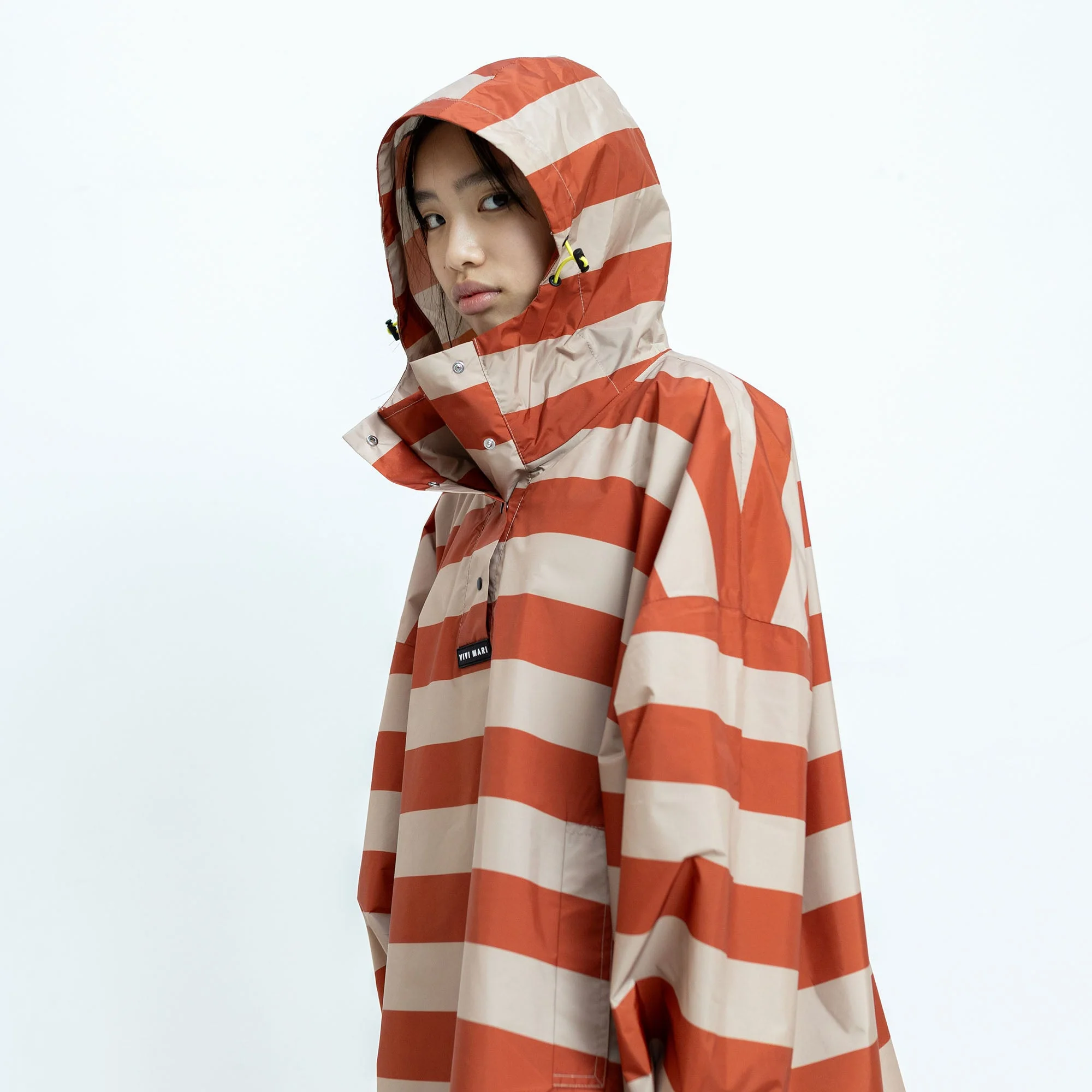 Kids Raincoat bold stripes cinnamon/latte - Image 4