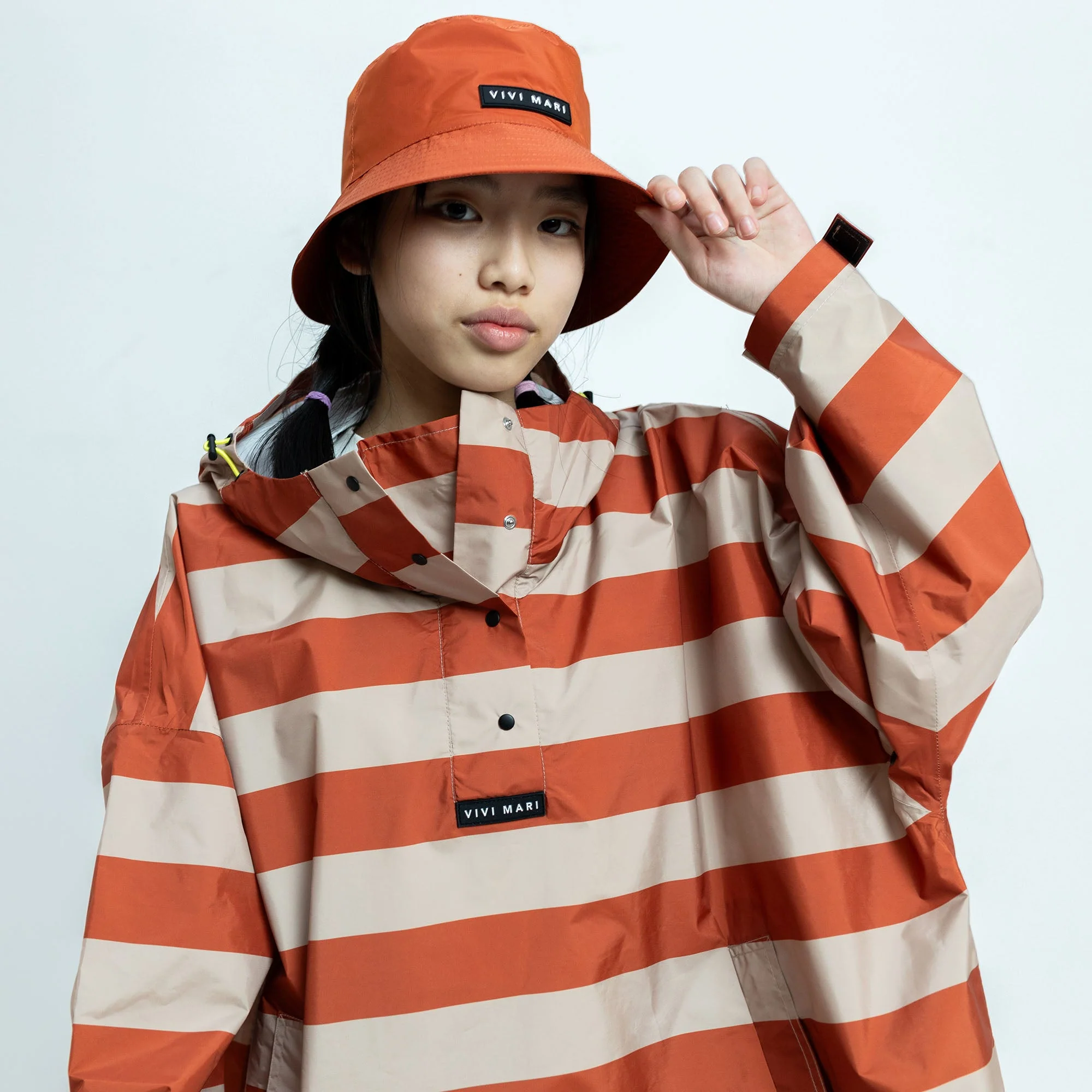 Kids Raincoat bold stripes cinnamon/latte - Image 7
