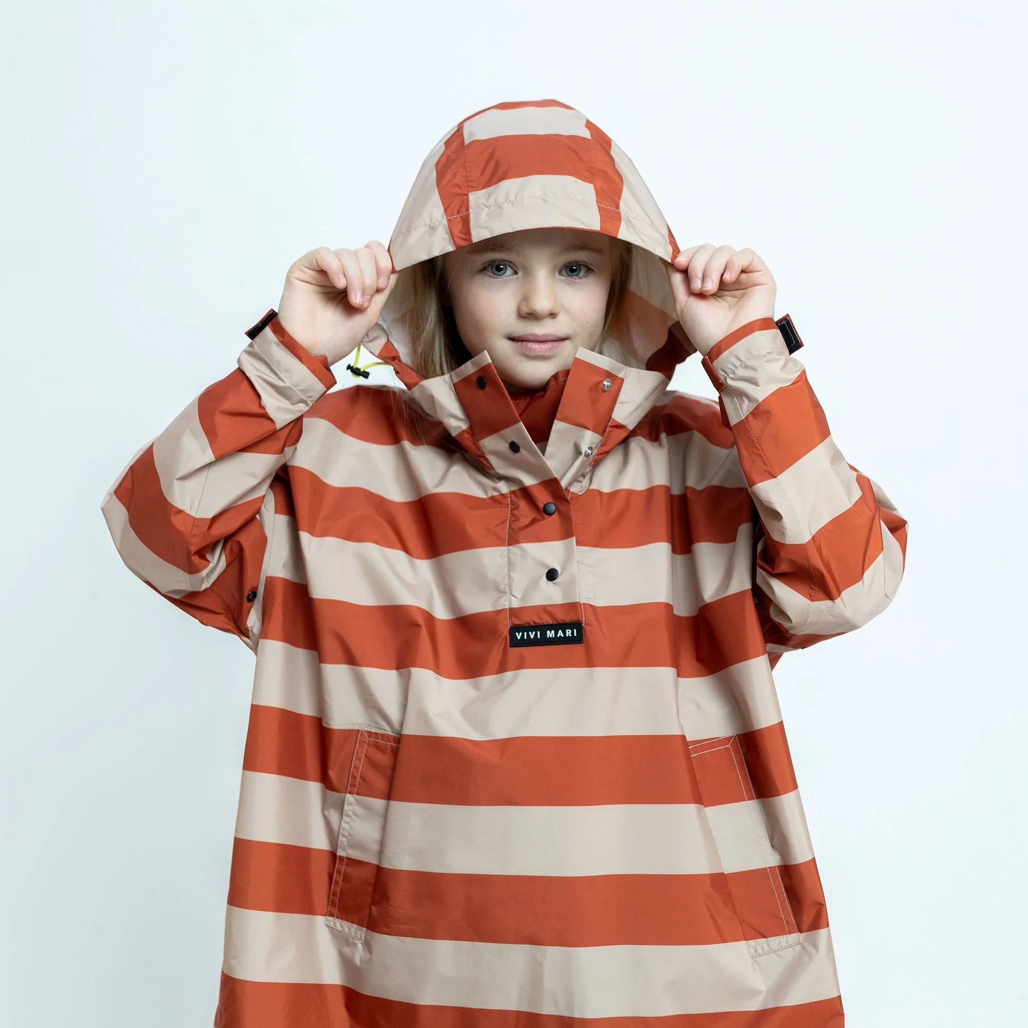 Kids Raincoat bold stripes cinnamon/latte - Image 8