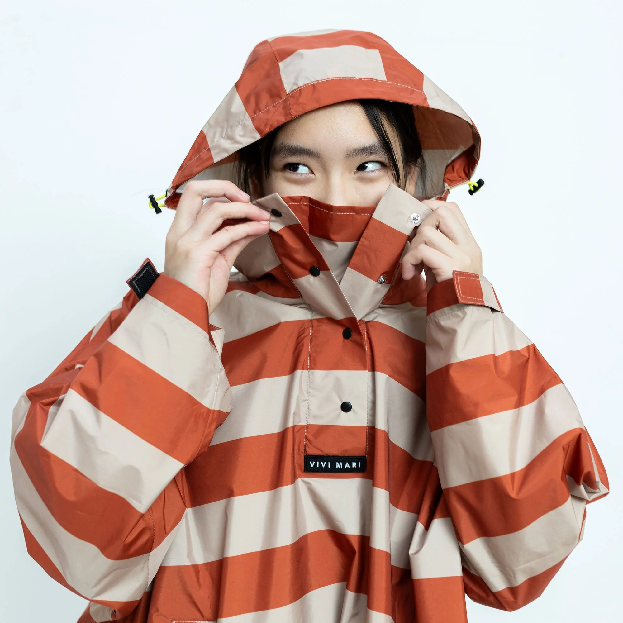Kids Raincoat bold stripes cinnamon/latte - Image 9