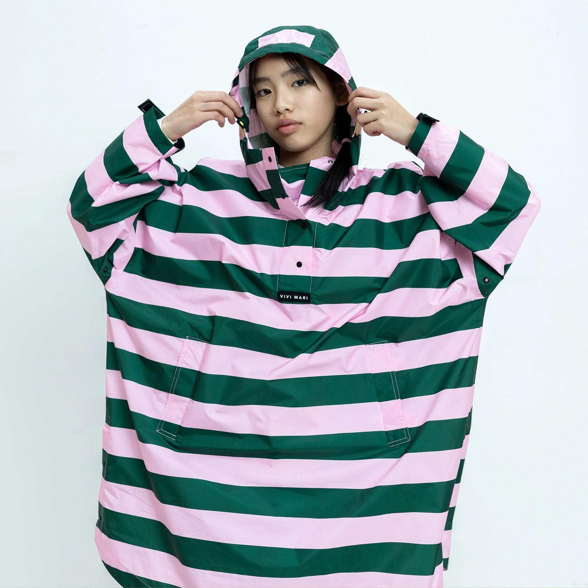 Kids Raincoat bold stripes green/rosé - Image 12