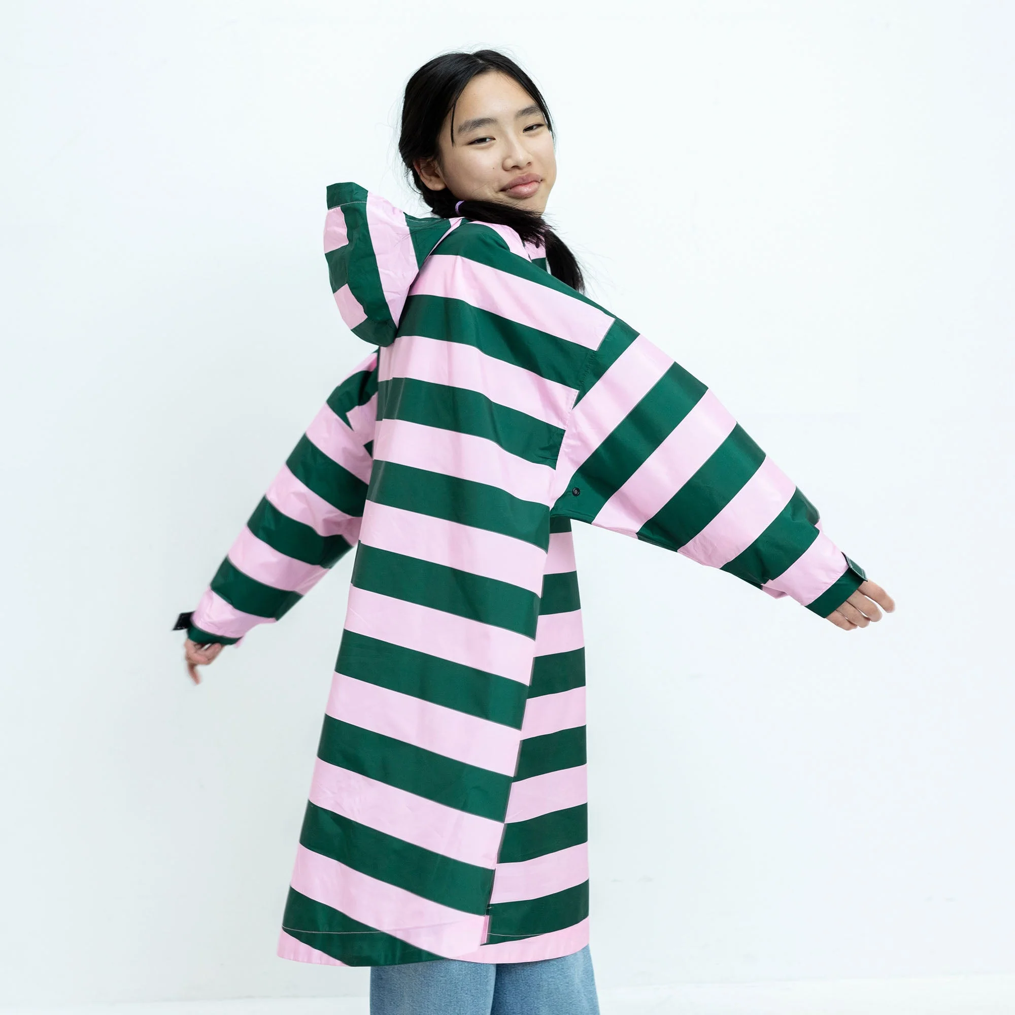 Kids Raincoat bold stripes green/rosé - Image 5