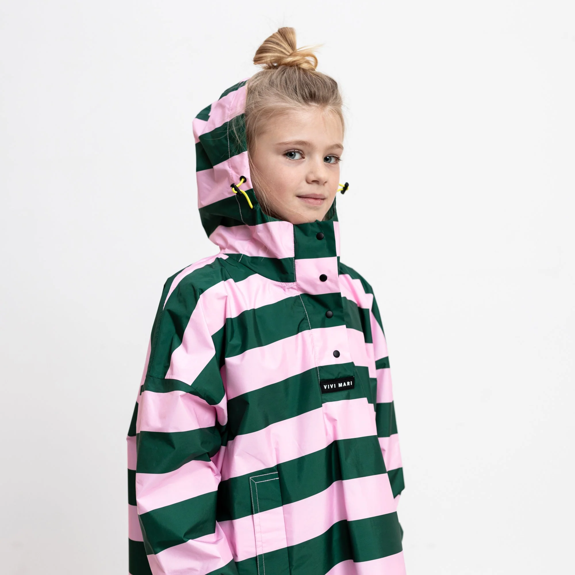 Kids Raincoat bold stripes green/rosé - Image 7