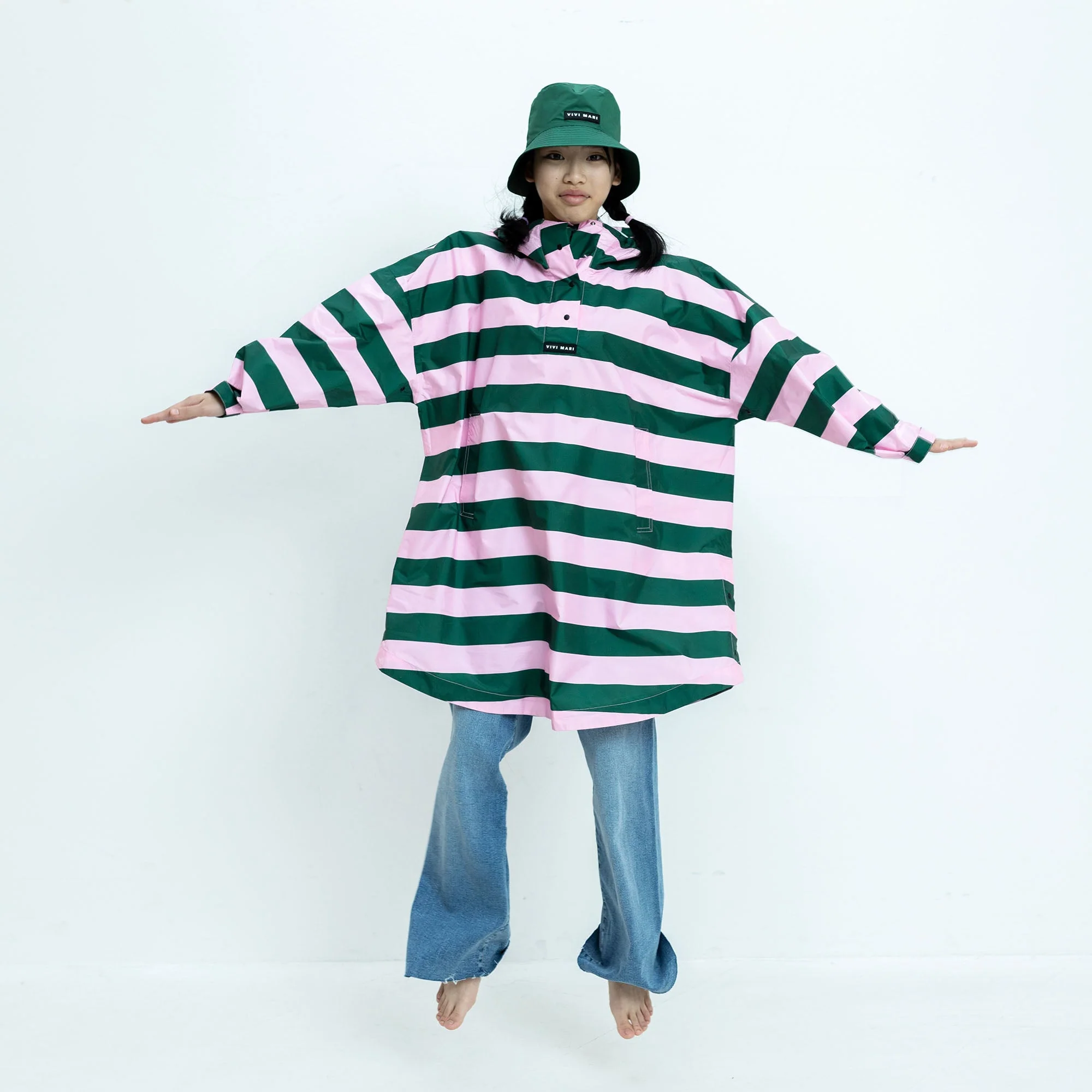 Kids Raincoat bold stripes green/rosé - Image 8