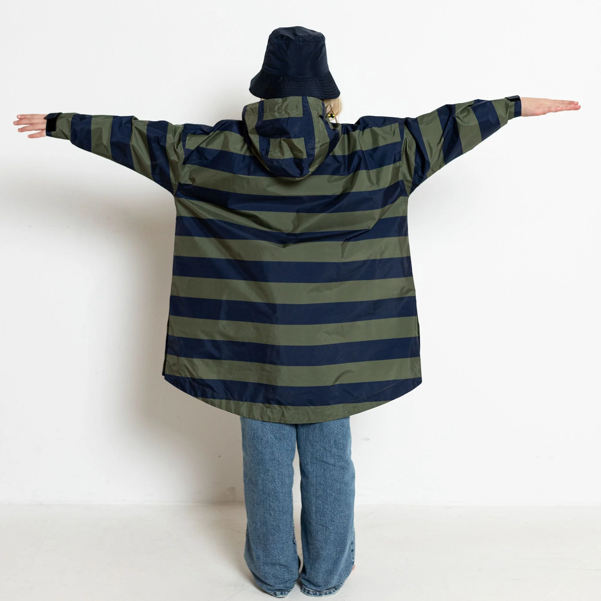 Kids Raincoat bold stripes navy/olive - Image 12