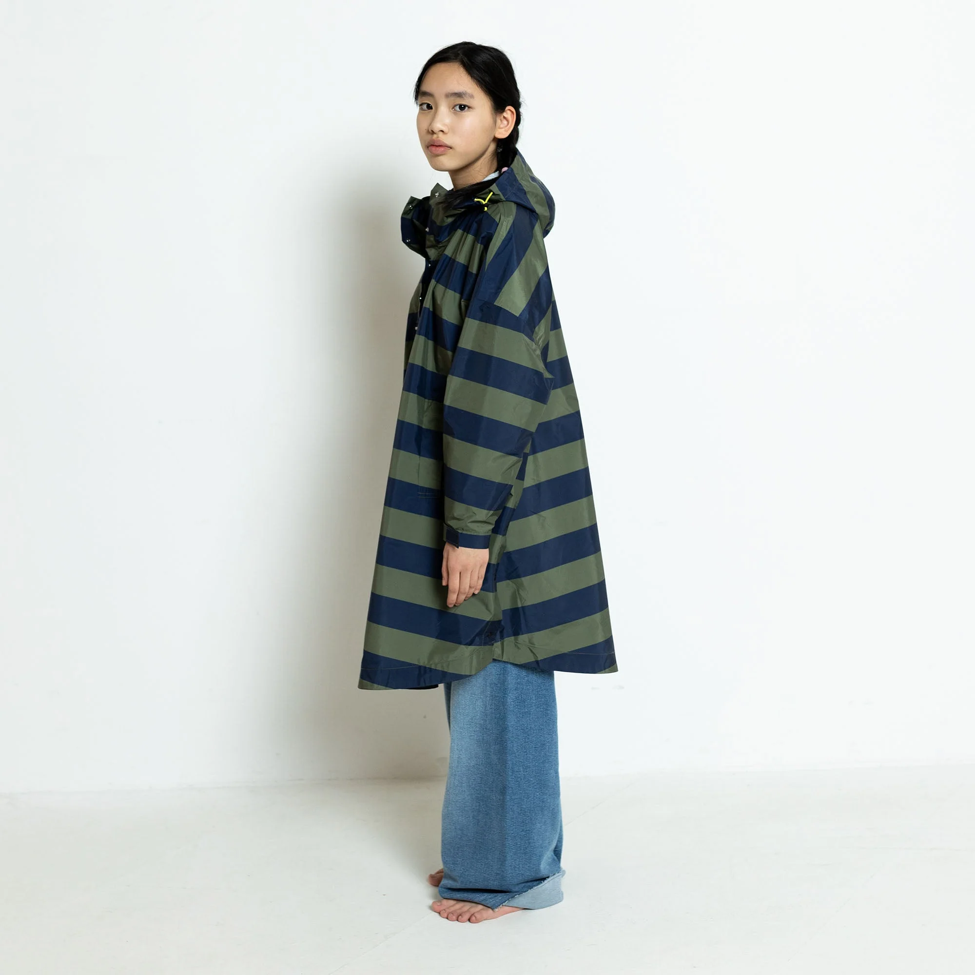 Kids Raincoat bold stripes navy/olive - Image 4