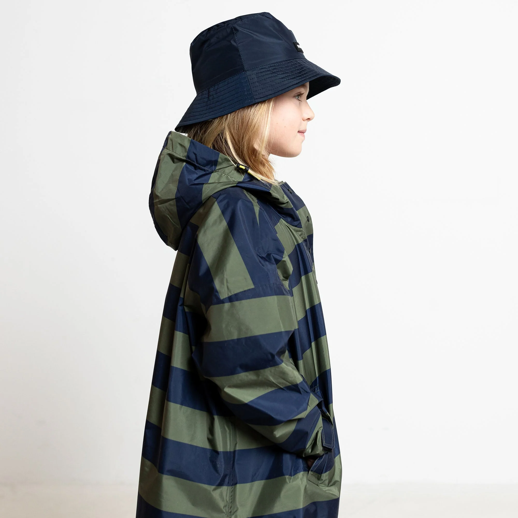 Kids Raincoat bold stripes navy/olive - Image 8