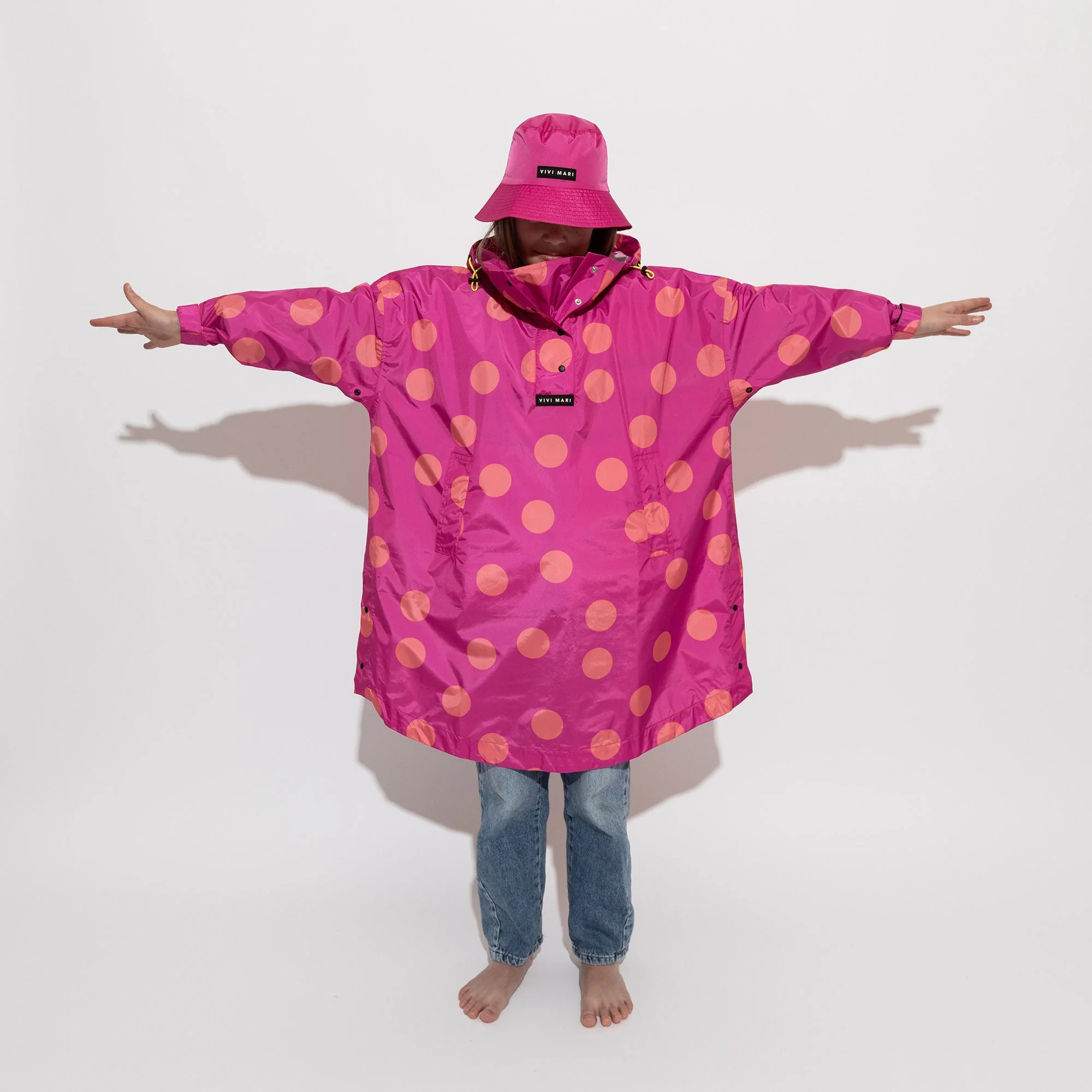 Kids Raincoat dots magenta/peach - Image 4