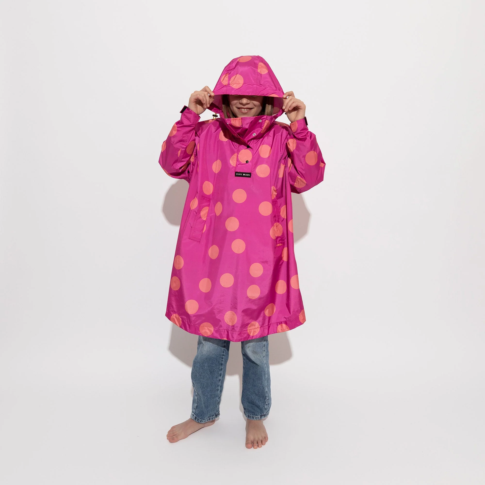 Kids Raincoat dots magenta/peach - Image 6