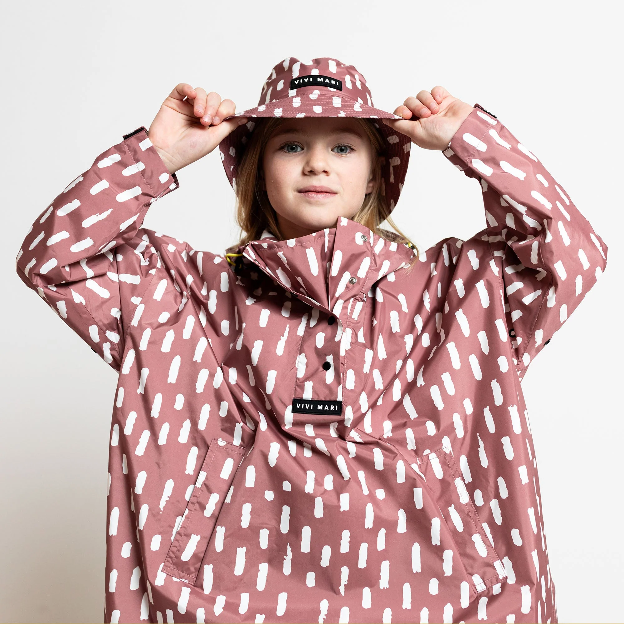 Kids Raincoat drops mauve/white - Image 4