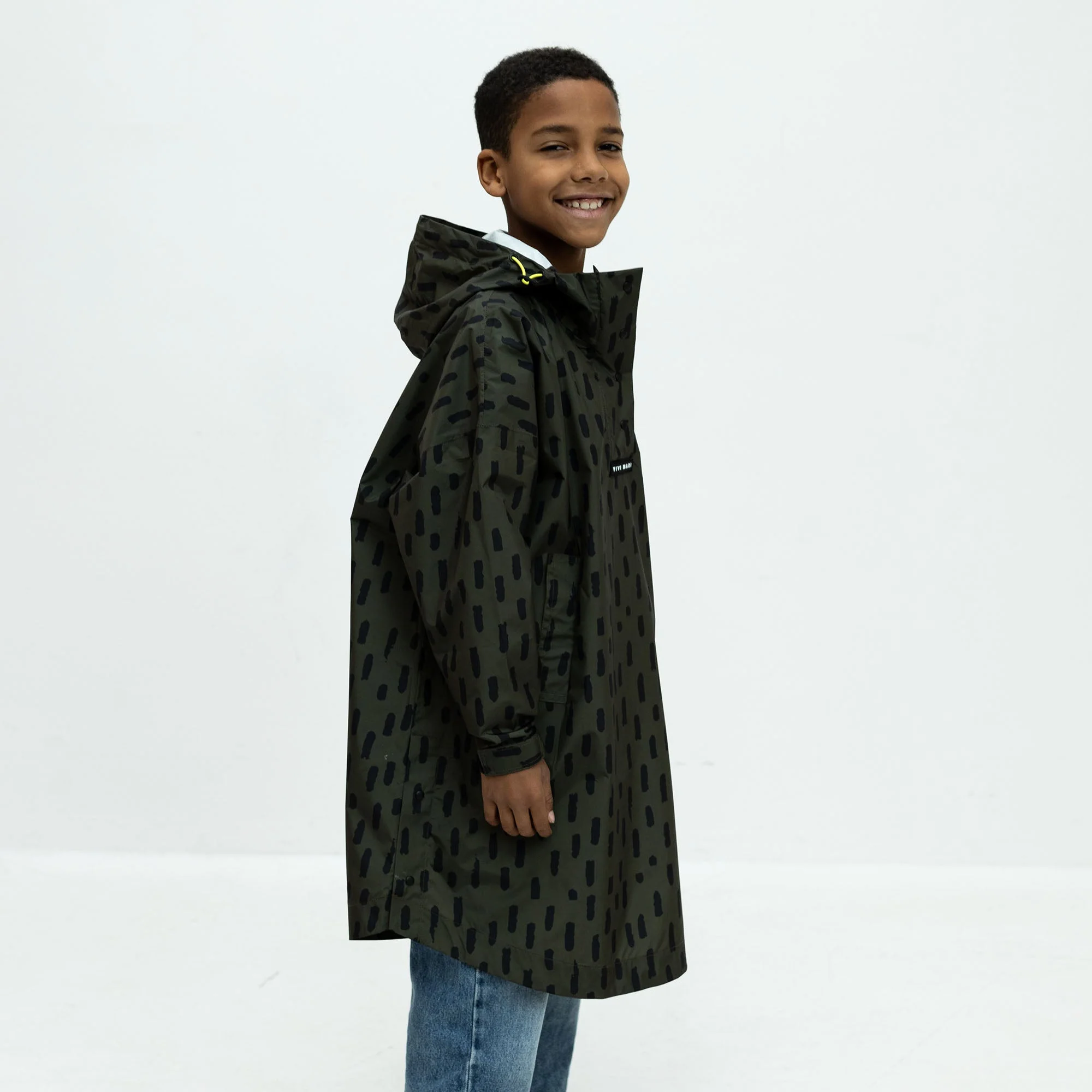 Kids Raincoat drops olive/black - Image 10