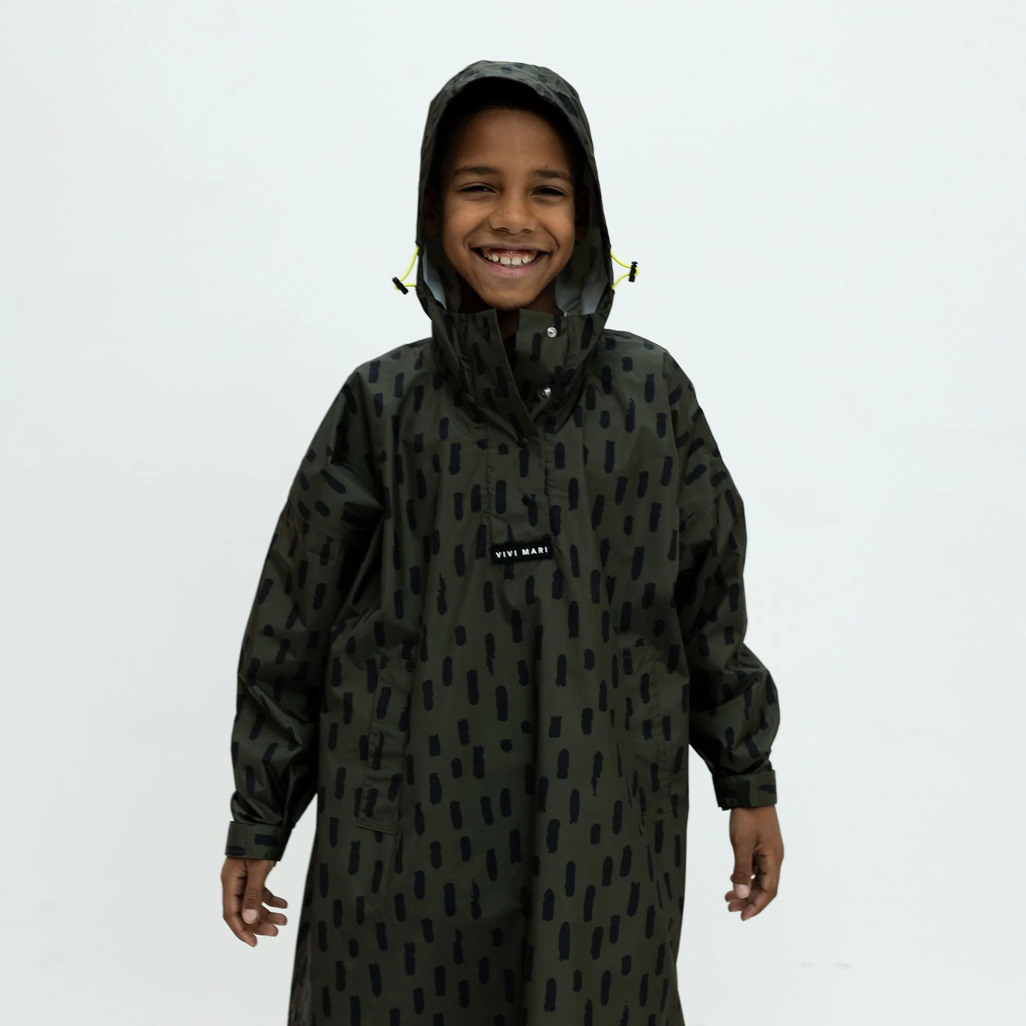 Kids Raincoat drops olive/black - Image 14