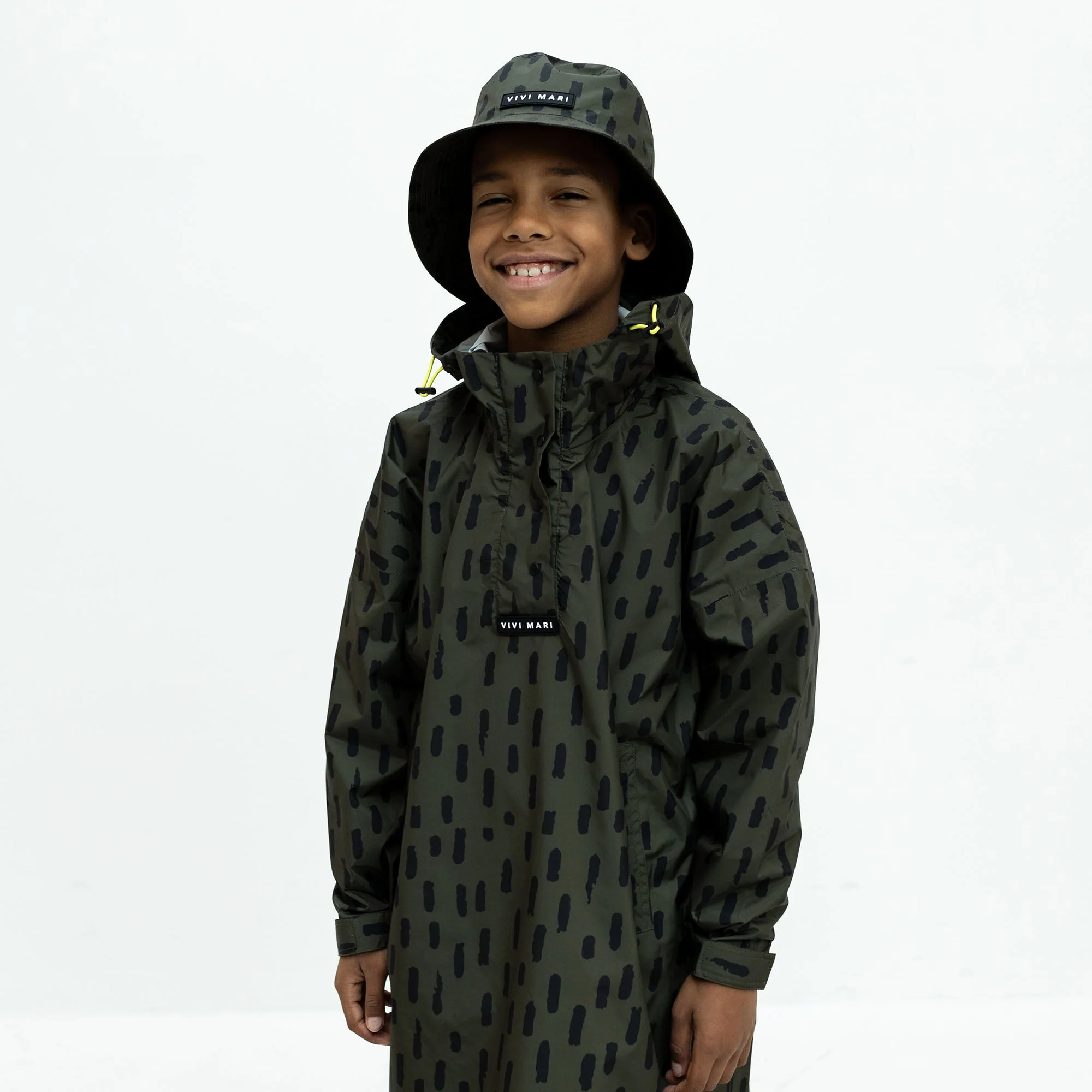 Kids Raincoat drops olive/black - Image 15