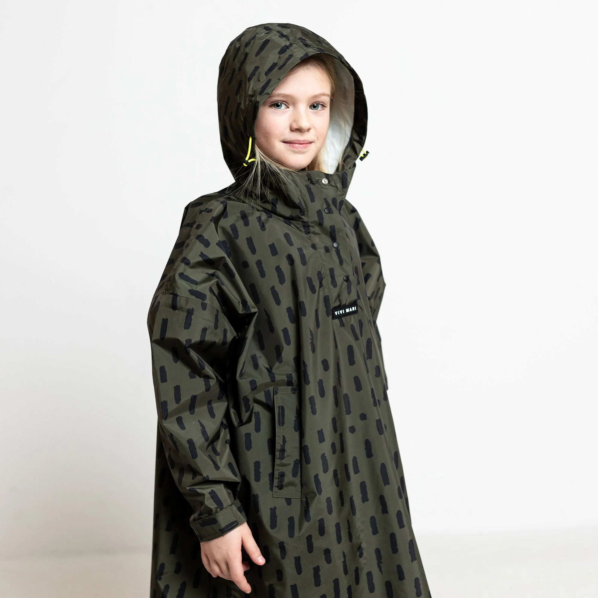 Kids Raincoat drops olive/black - Image 17