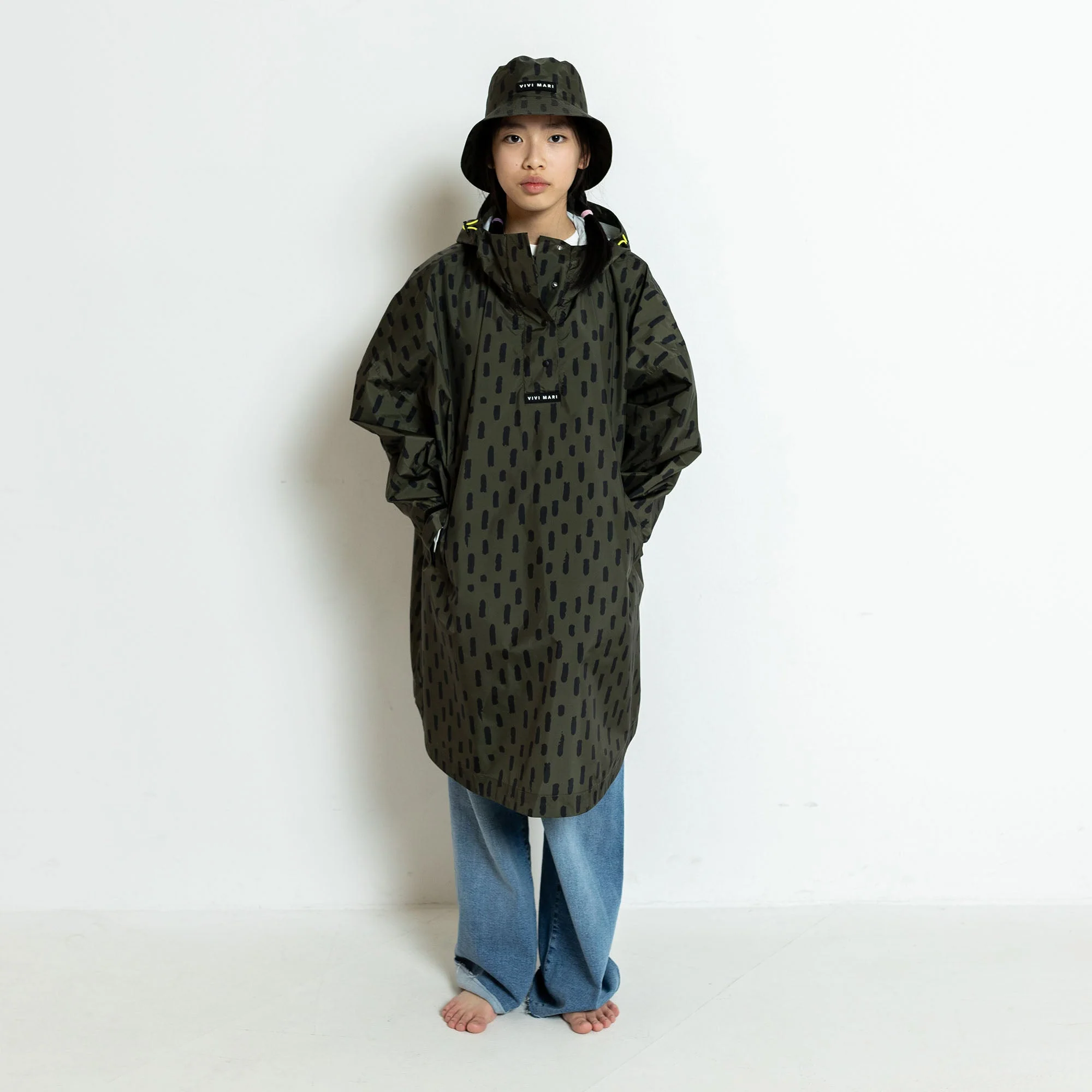 Kids Raincoat drops olive/black - Image 18