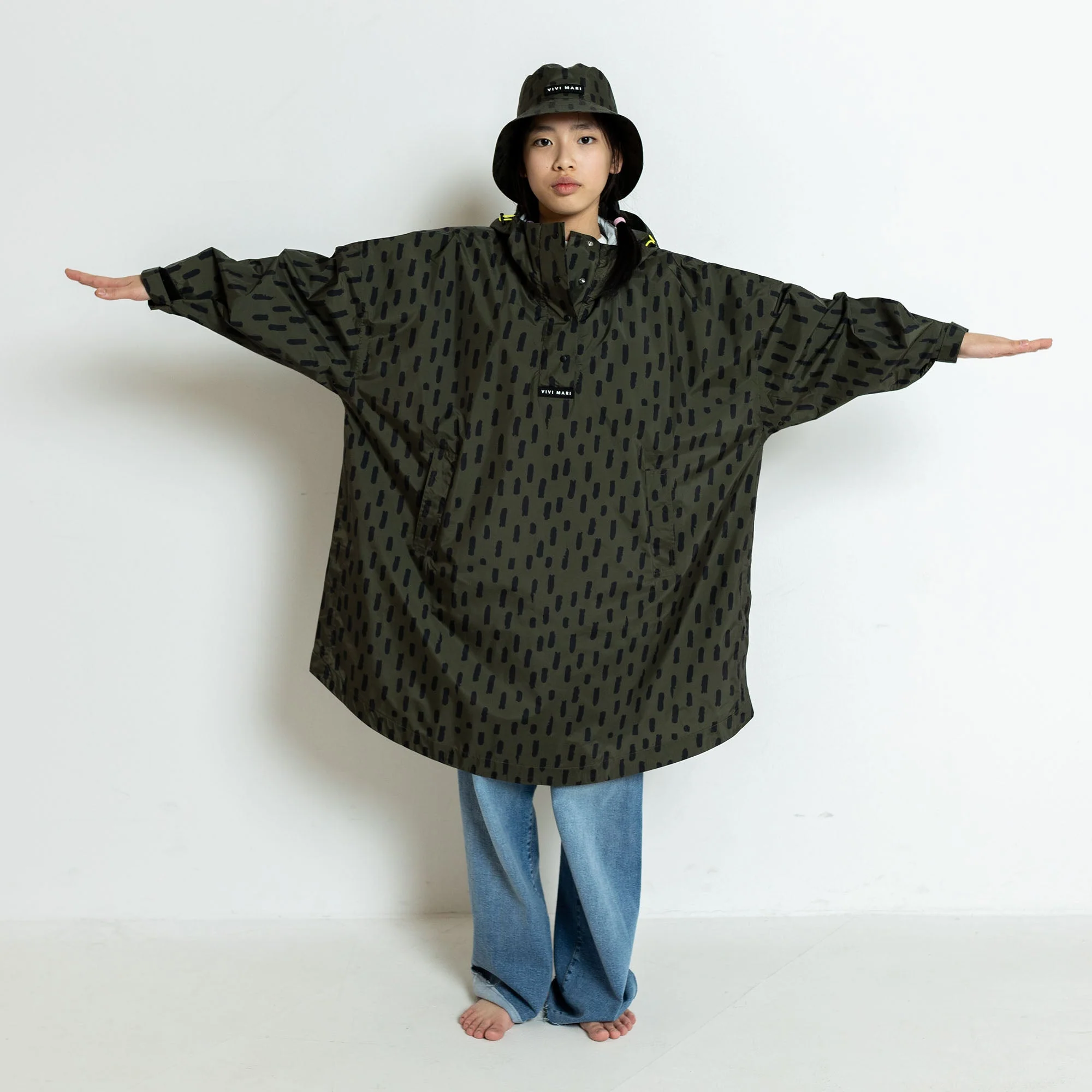 Kids Raincoat drops olive/black - Image 20