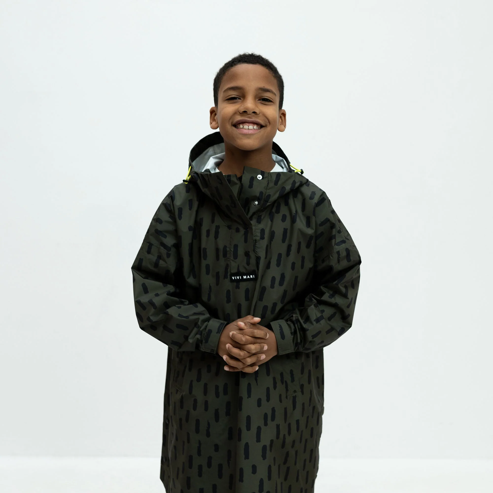 Kids Raincoat drops olive/black - Image 4