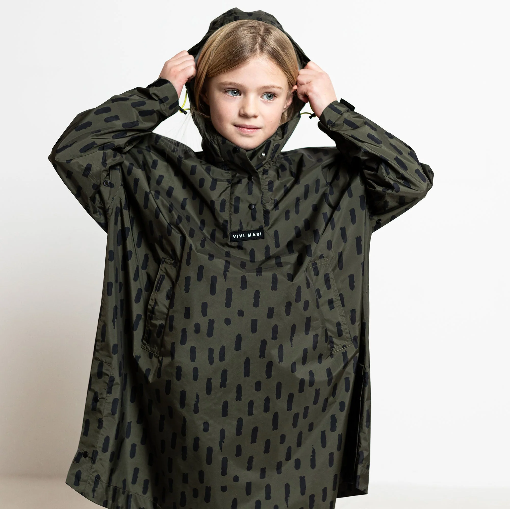 Kids Raincoat drops olive/black - Image 5