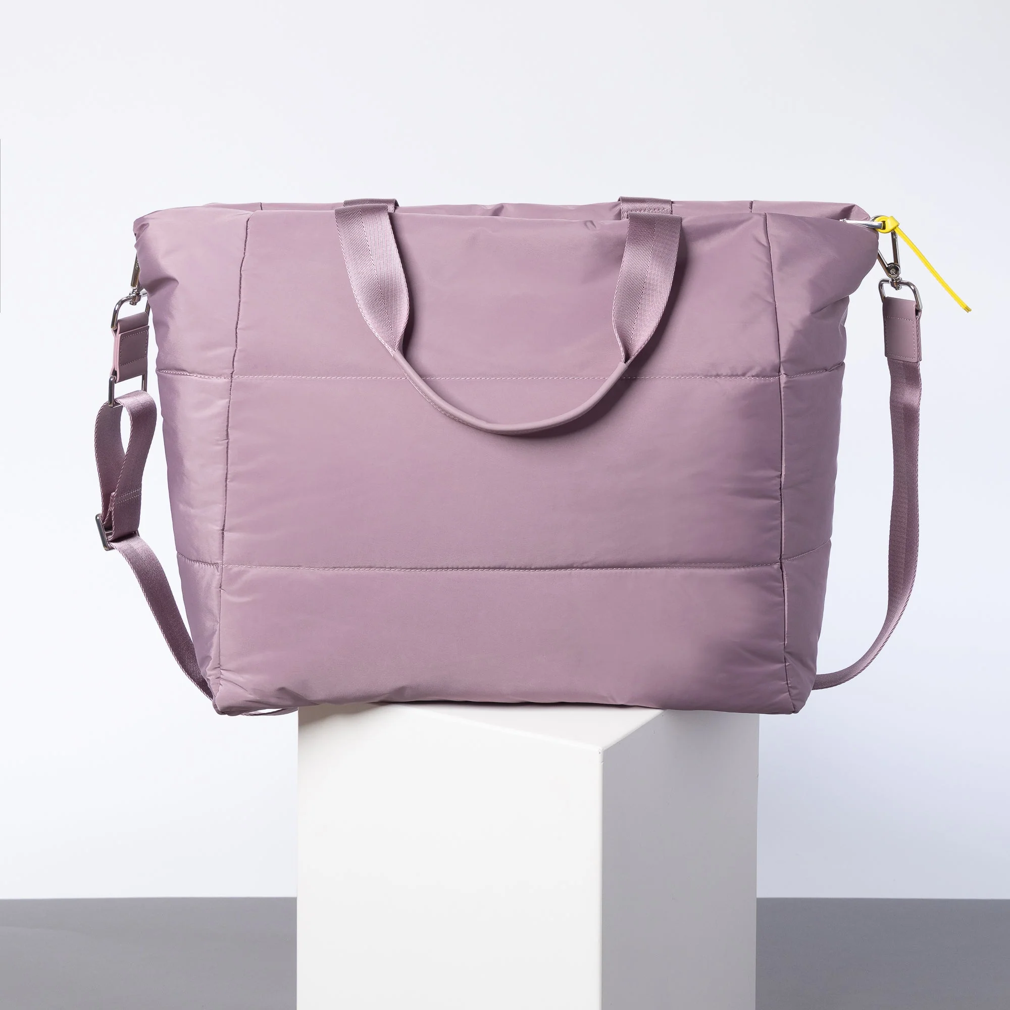 padded tote bag large + strap basic woven slim - ash plum - Image 6