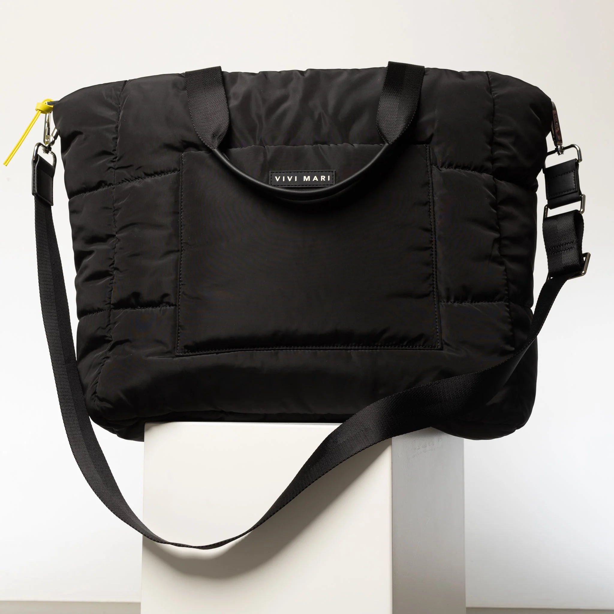 padded tote bag large + strap basic woven slim - black - Image 14