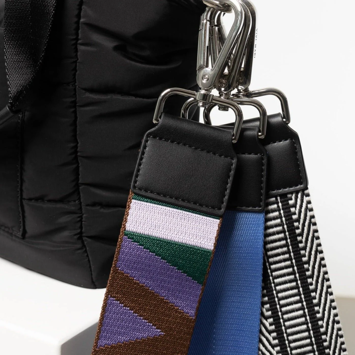 padded tote bag large + strap basic woven slim - black - Image 17