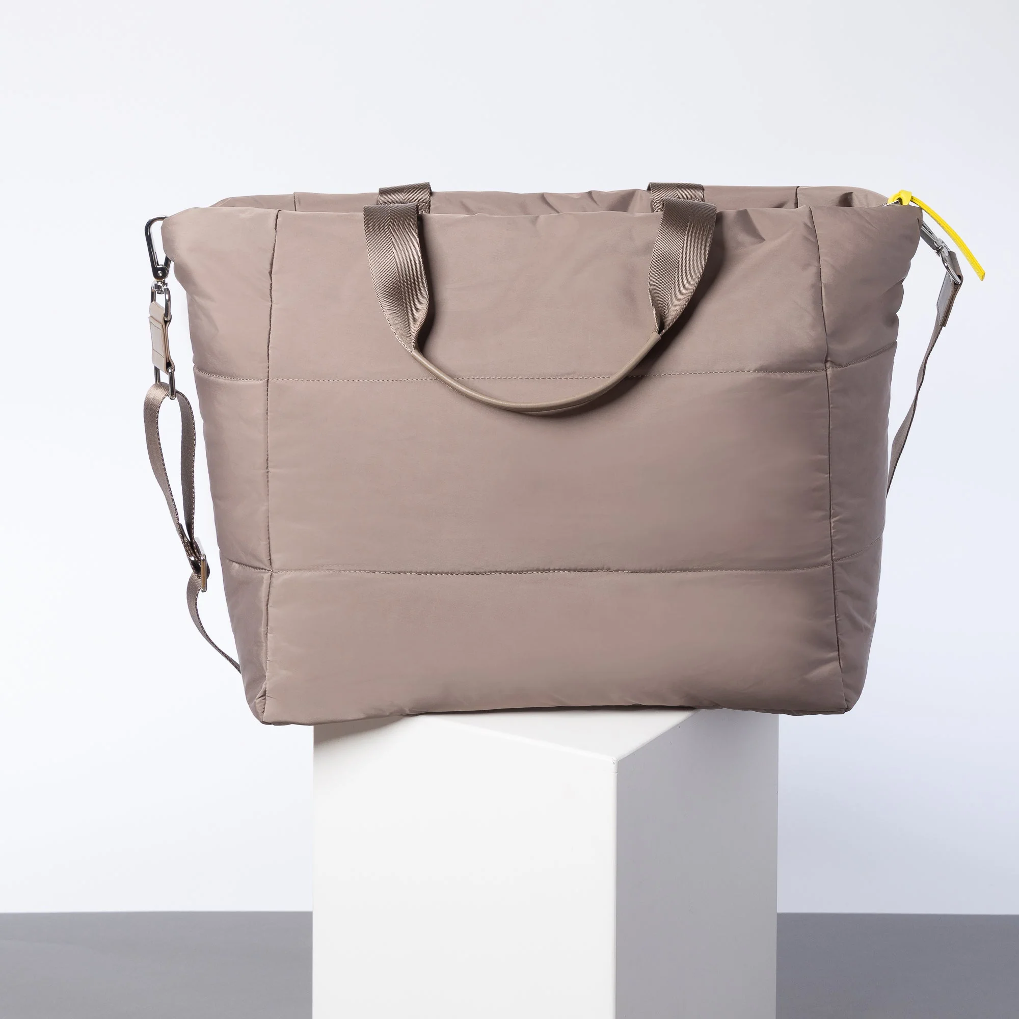 padded tote bag large + strap basic woven slim - dark mushroom - Image 7