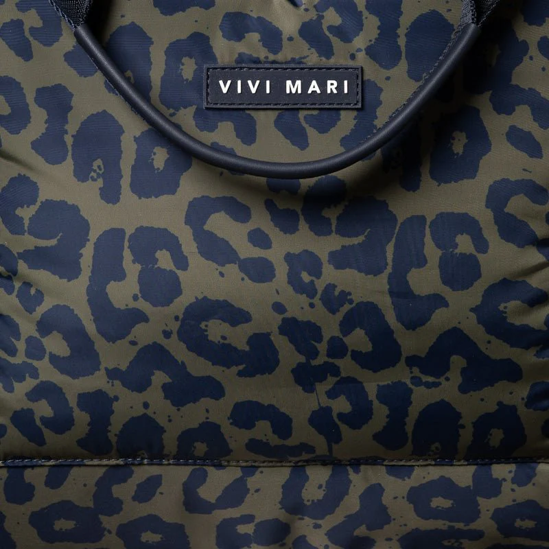 padded tote bag large + strap basic woven slim - leo splashes navy/olive - Image 12