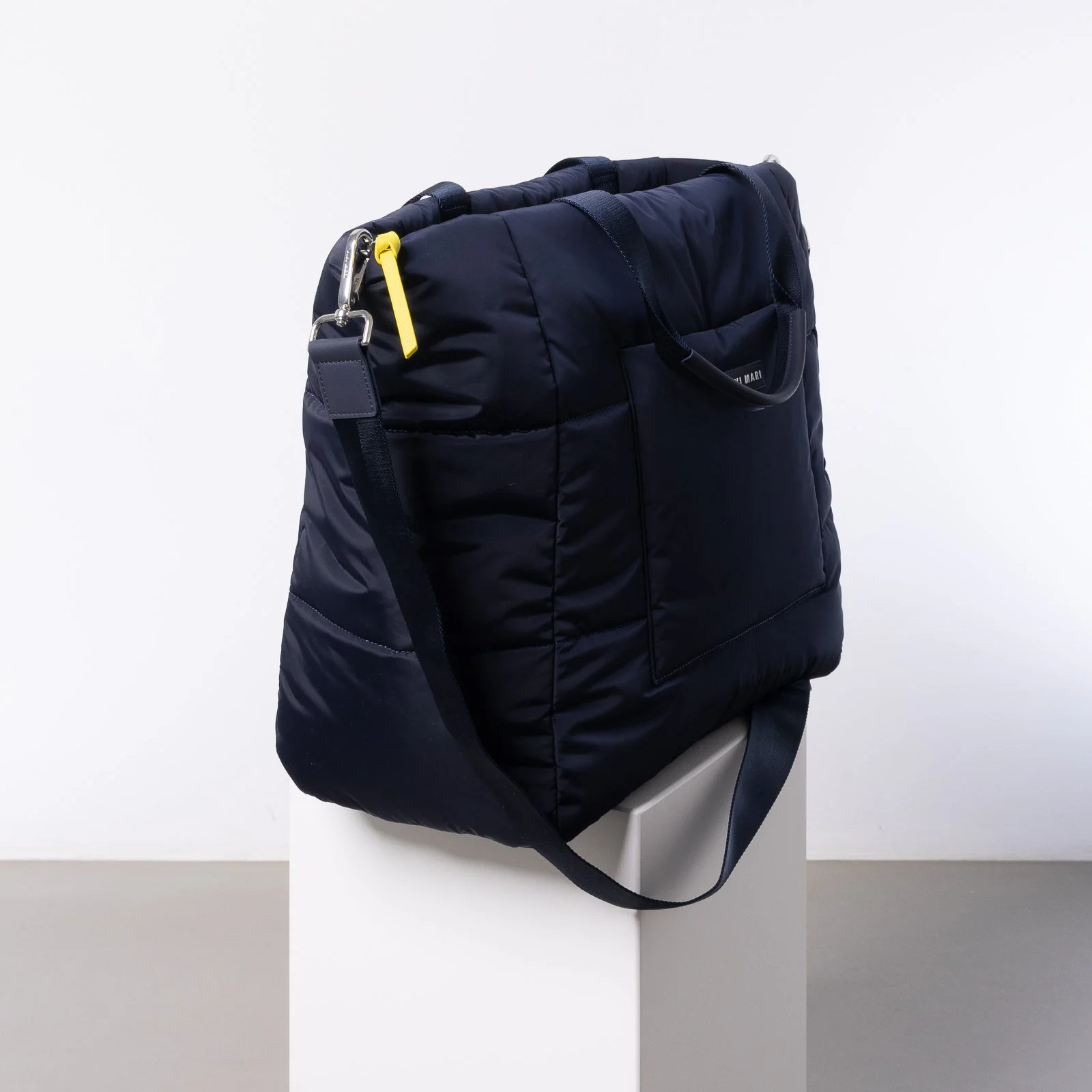 padded tote bag large + strap basic woven slim - navy - Image 3