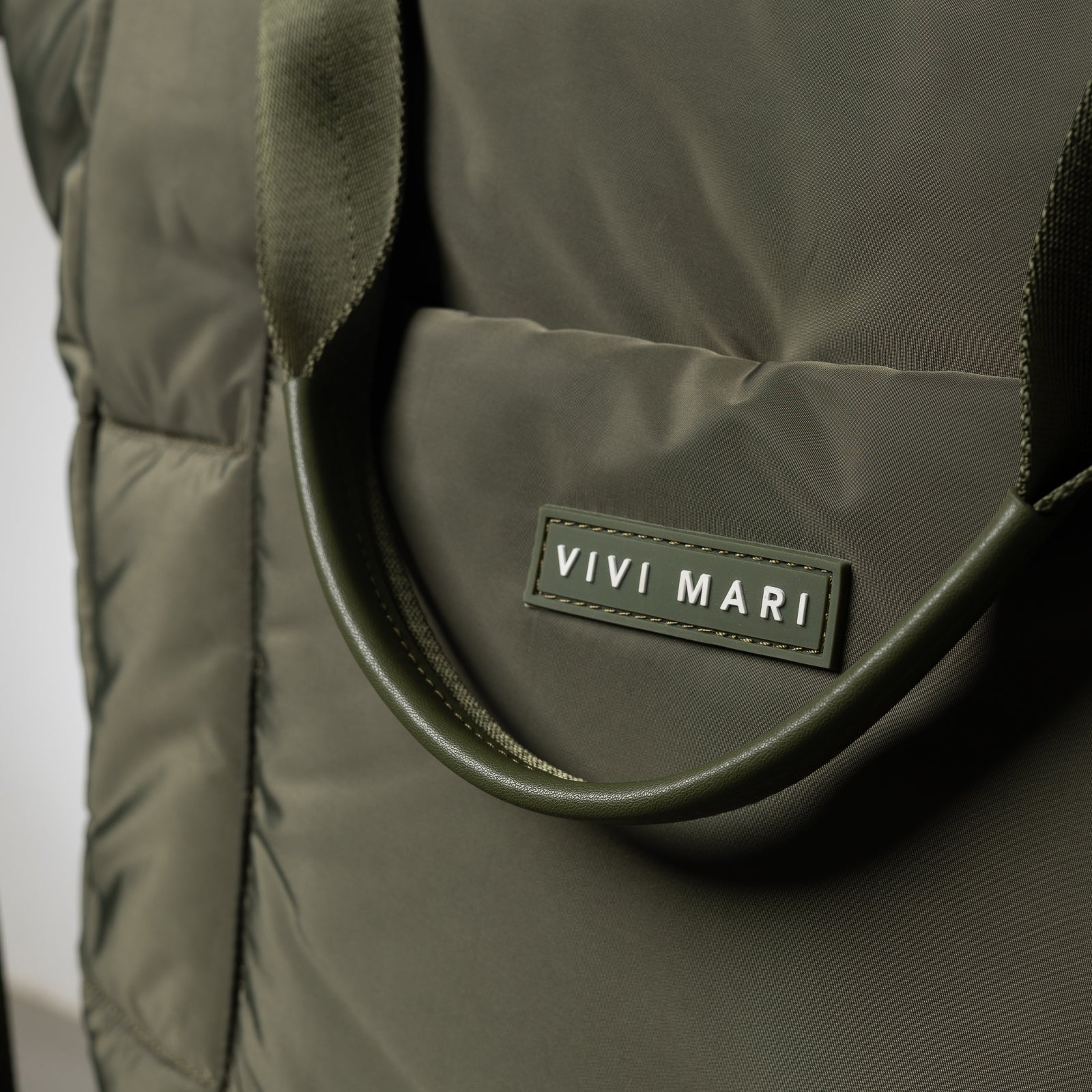 padded tote bag large + strap basic woven slim - olive - Image 7