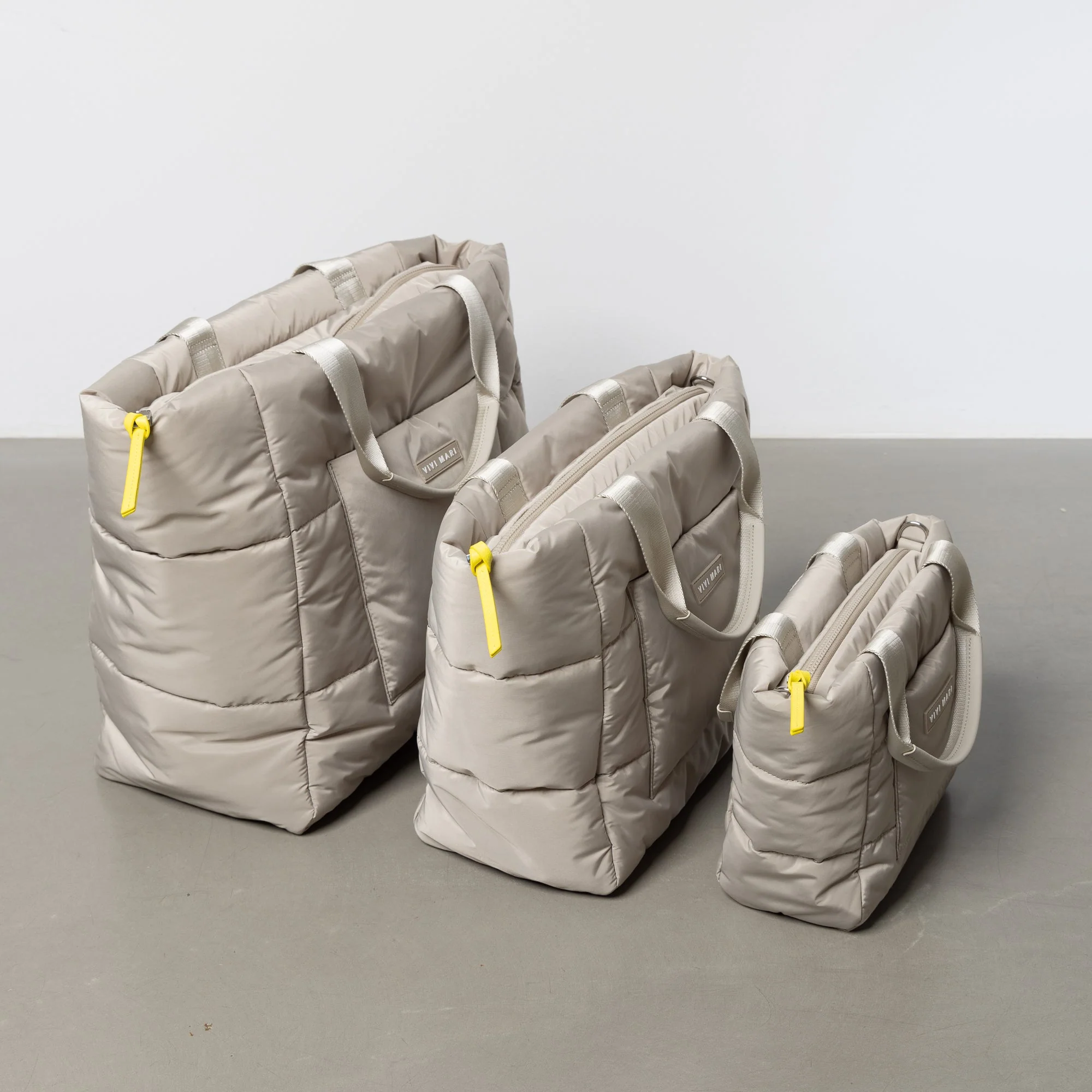 padded tote bag large + strap basic woven slim - stone - Image 14
