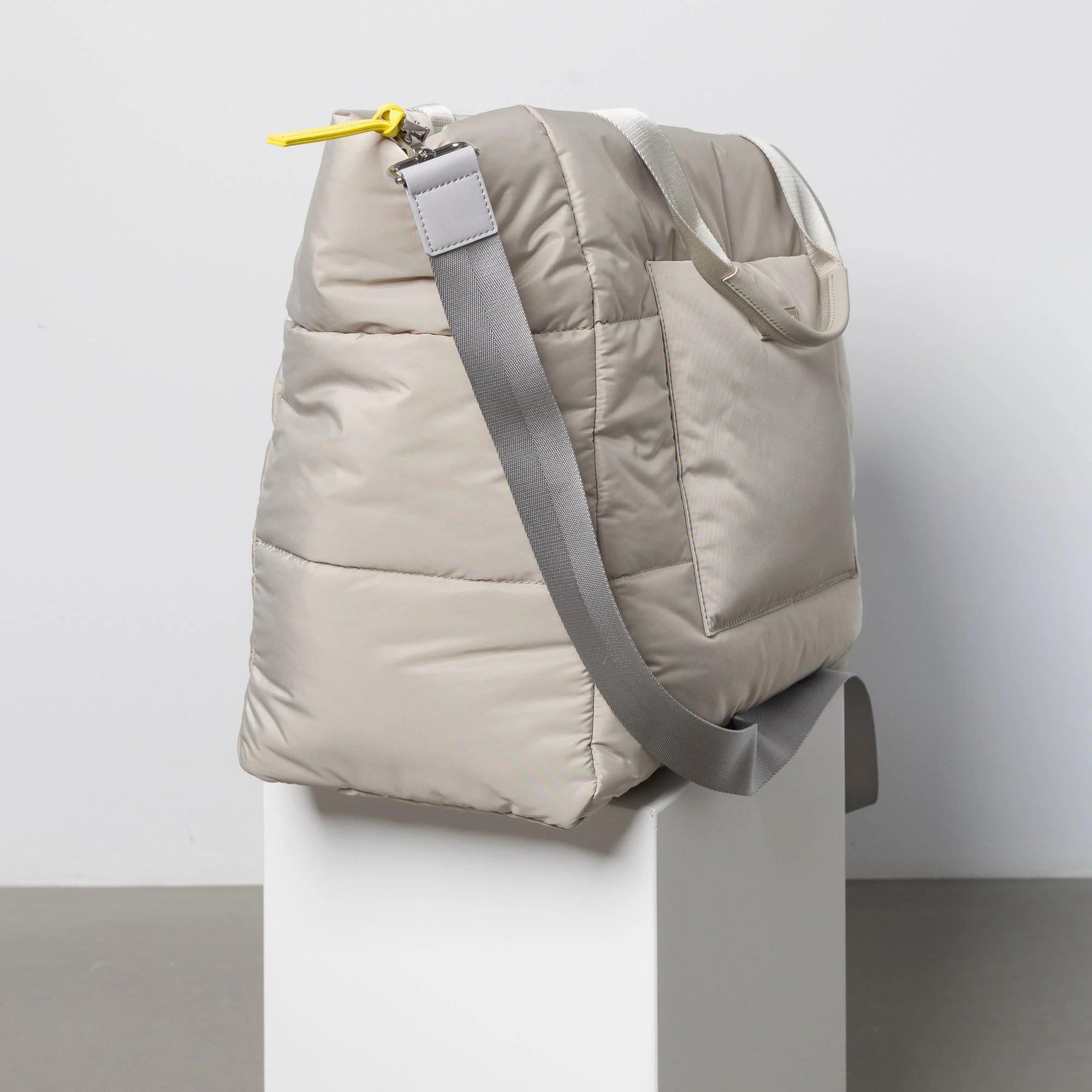 padded tote bag large + strap basic woven slim - stone - Image 3