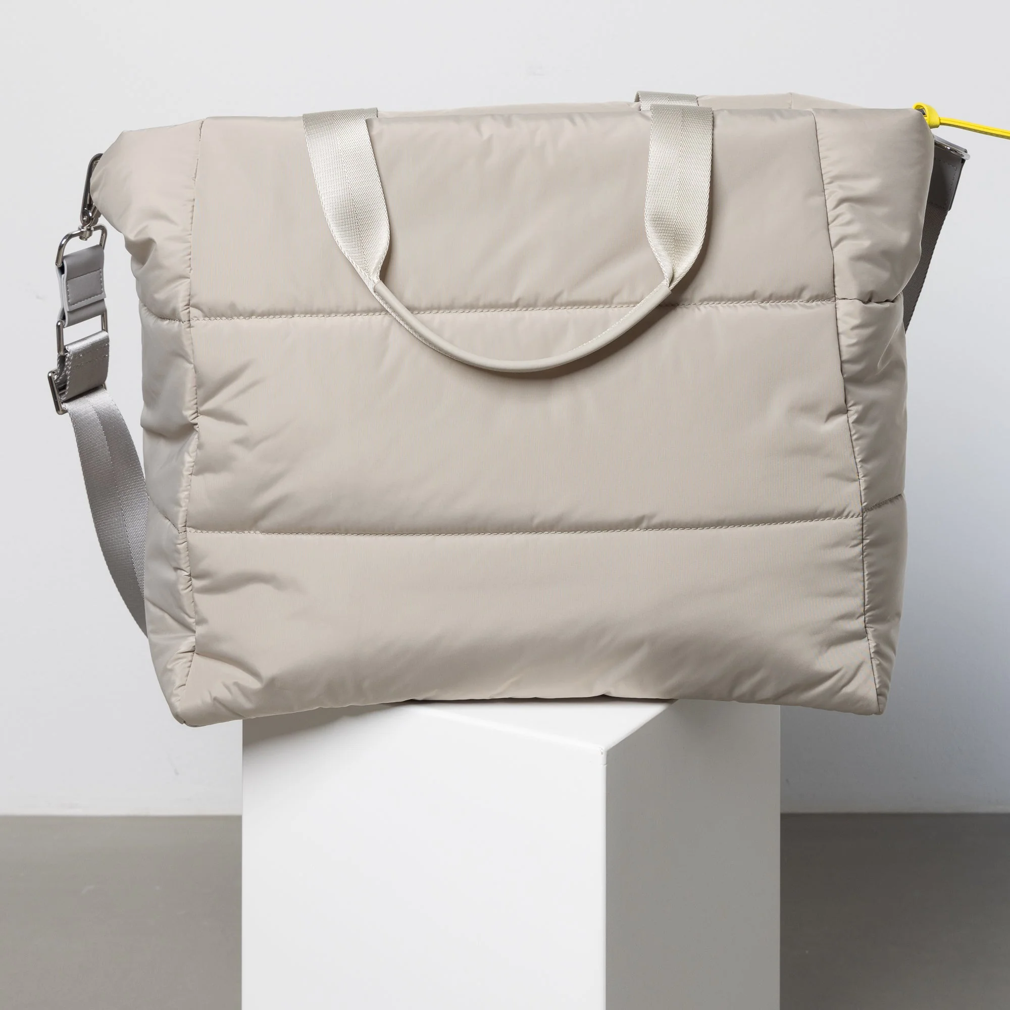 padded tote bag large + strap basic woven slim - stone - Image 5