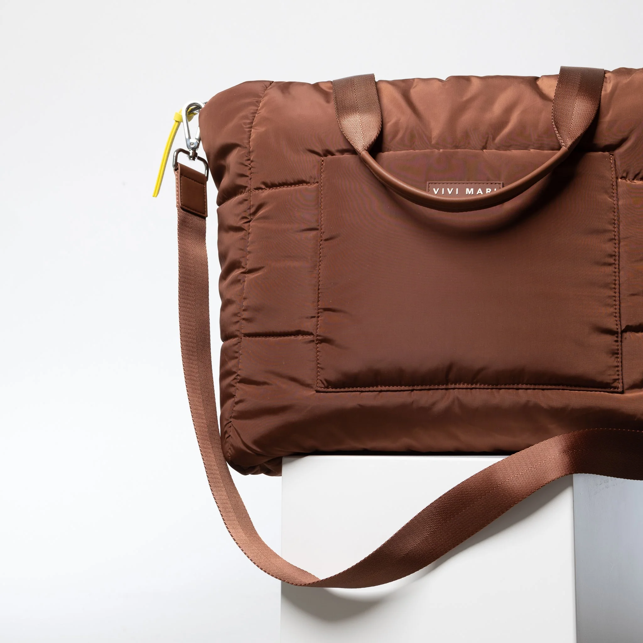 padded tote bag large + strap basic woven slim - tan - Image 10
