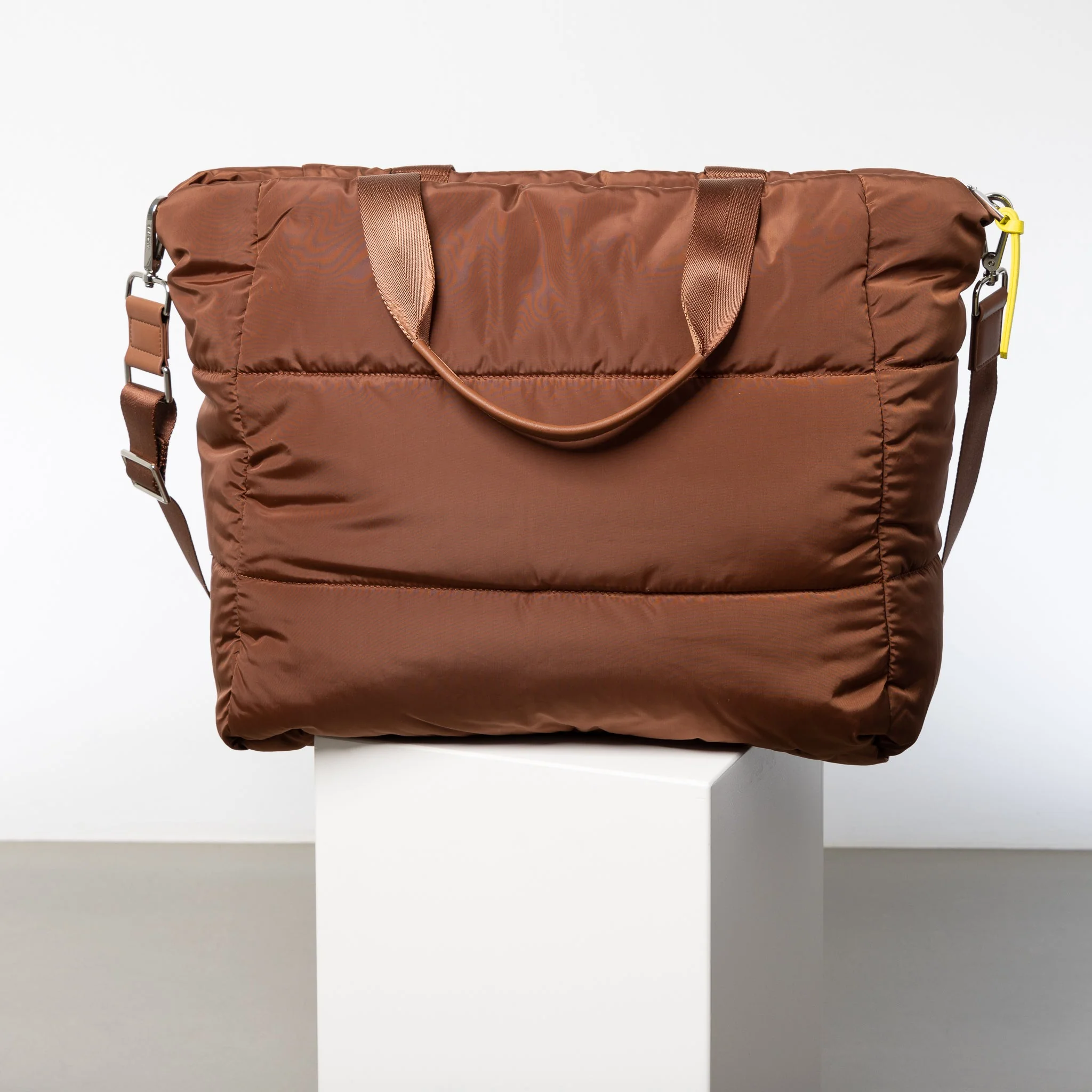 padded tote bag large + strap basic woven slim - tan - Image 3
